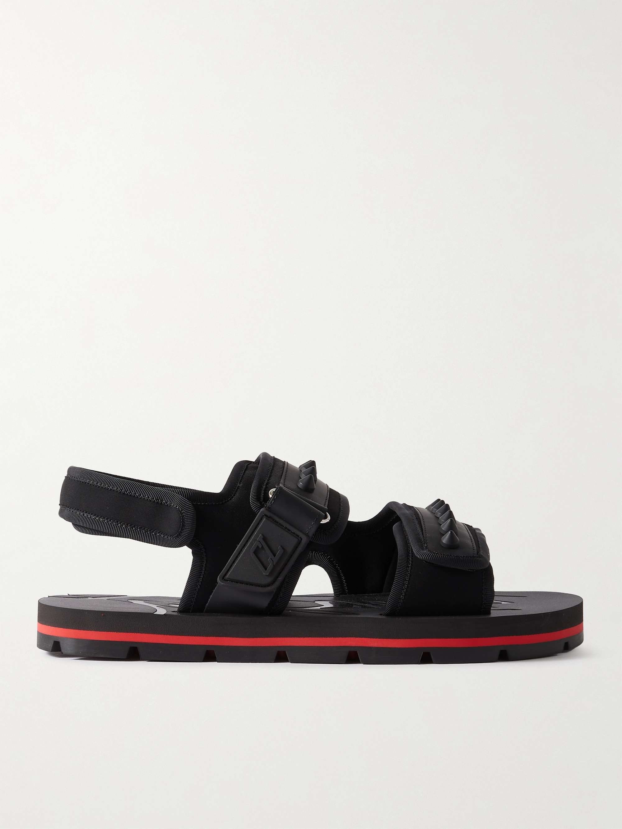 Revival fjende by CHRISTIAN LOUBOUTIN Siwa Studded Neoprene, Rubber and Leather Sandals for  Men | MR PORTER