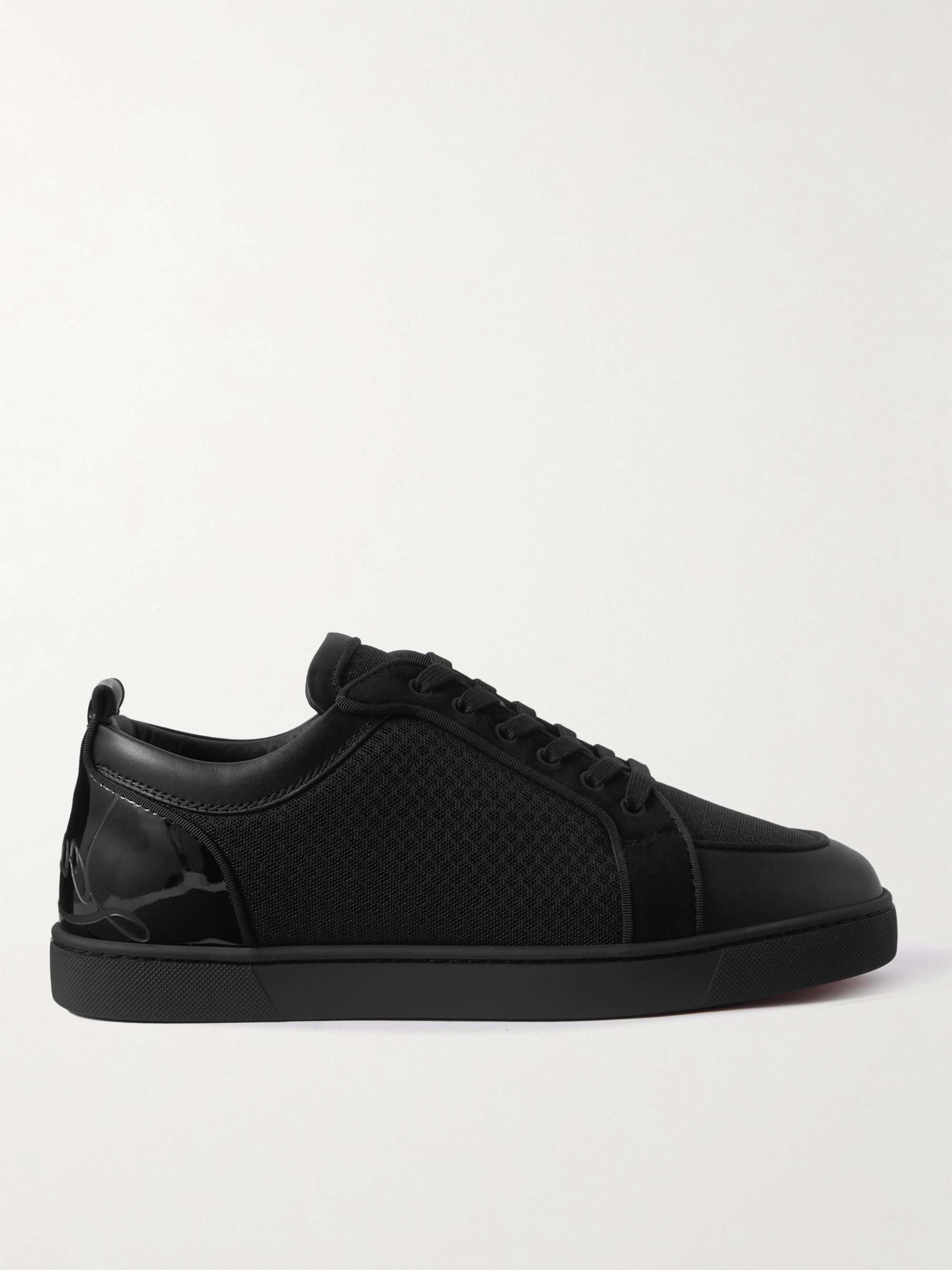 Christian Louboutin Suede-Trimmed Leather and Mesh Sneakers - Men - Black Suede Shoes - EU 42