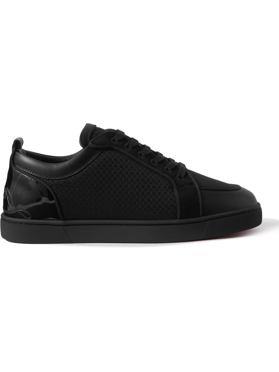 Christian Louboutin Suede-trimmed Leather And Mesh Sneakers In Black