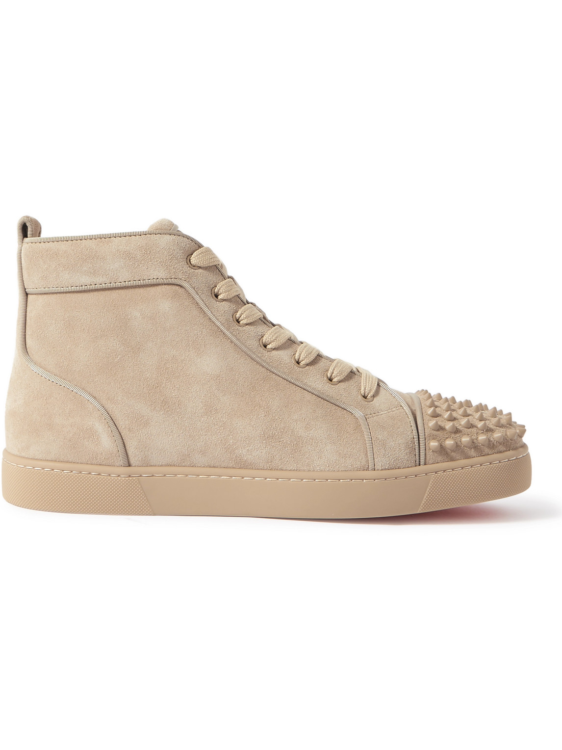 Christian Louboutin Louis Spiked Suede High-top Trainers In Neutrals