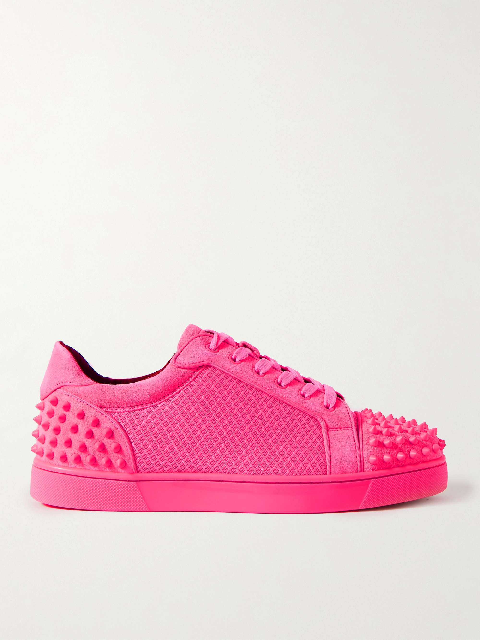 zoom progressiv En nat CHRISTIAN LOUBOUTIN Seavaste 2 Studded Mesh and Suede Sneakers | MR PORTER