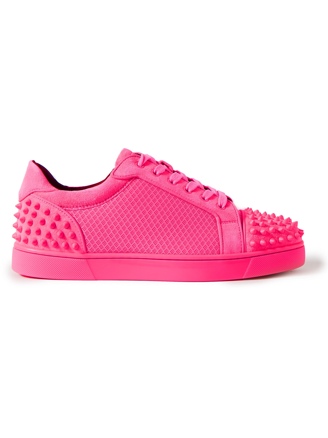 Christian Louboutin Seavaste 2 Studded Mesh And Suede Trainers In Pink