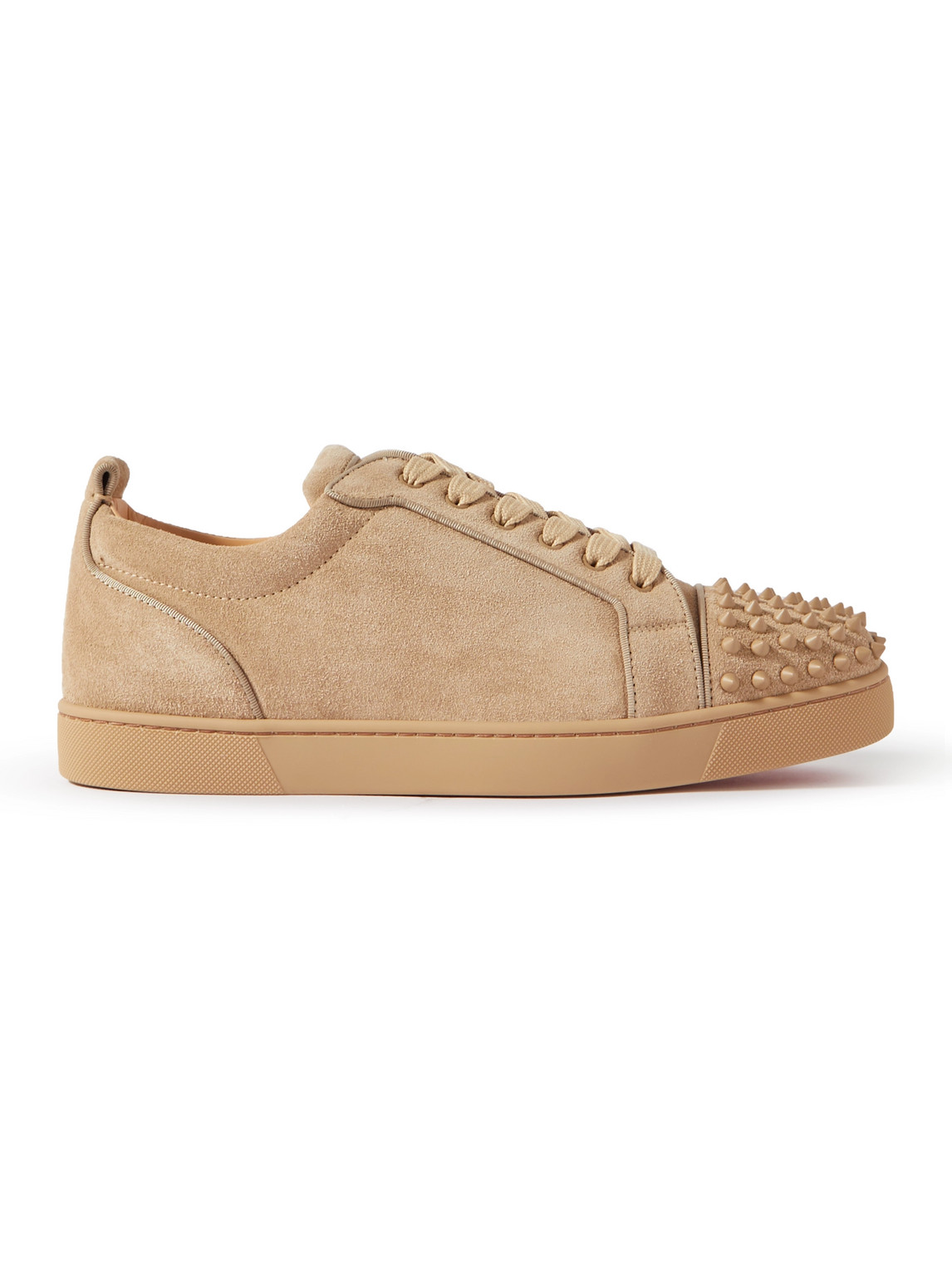 Christian Louboutin Louis Junior Spiked Suede Sneakers In Neutrals