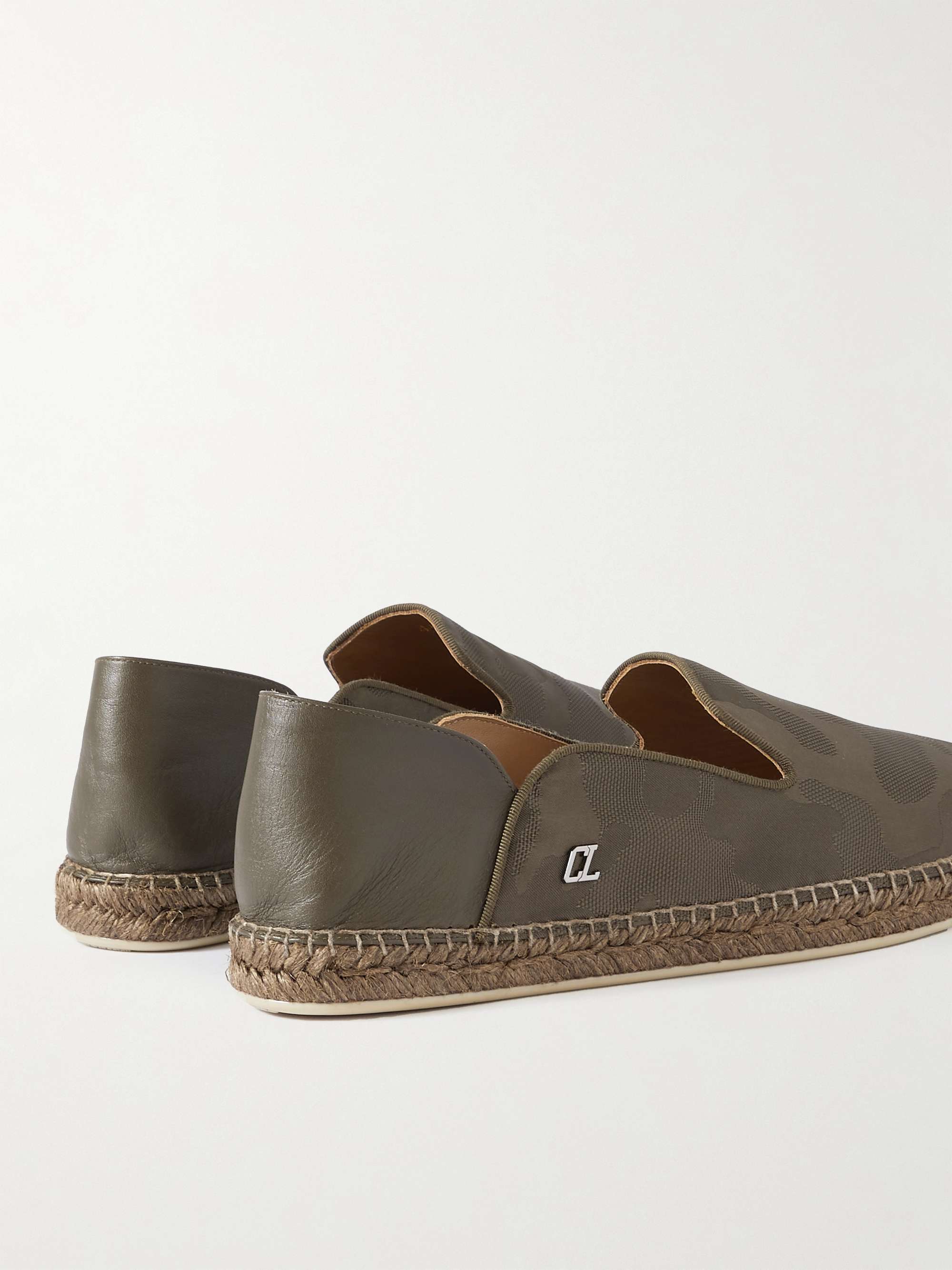 CHRISTIAN LOUBOUTIN Leather-Trimmed Logo-Jacquard Canvas Espadrilles