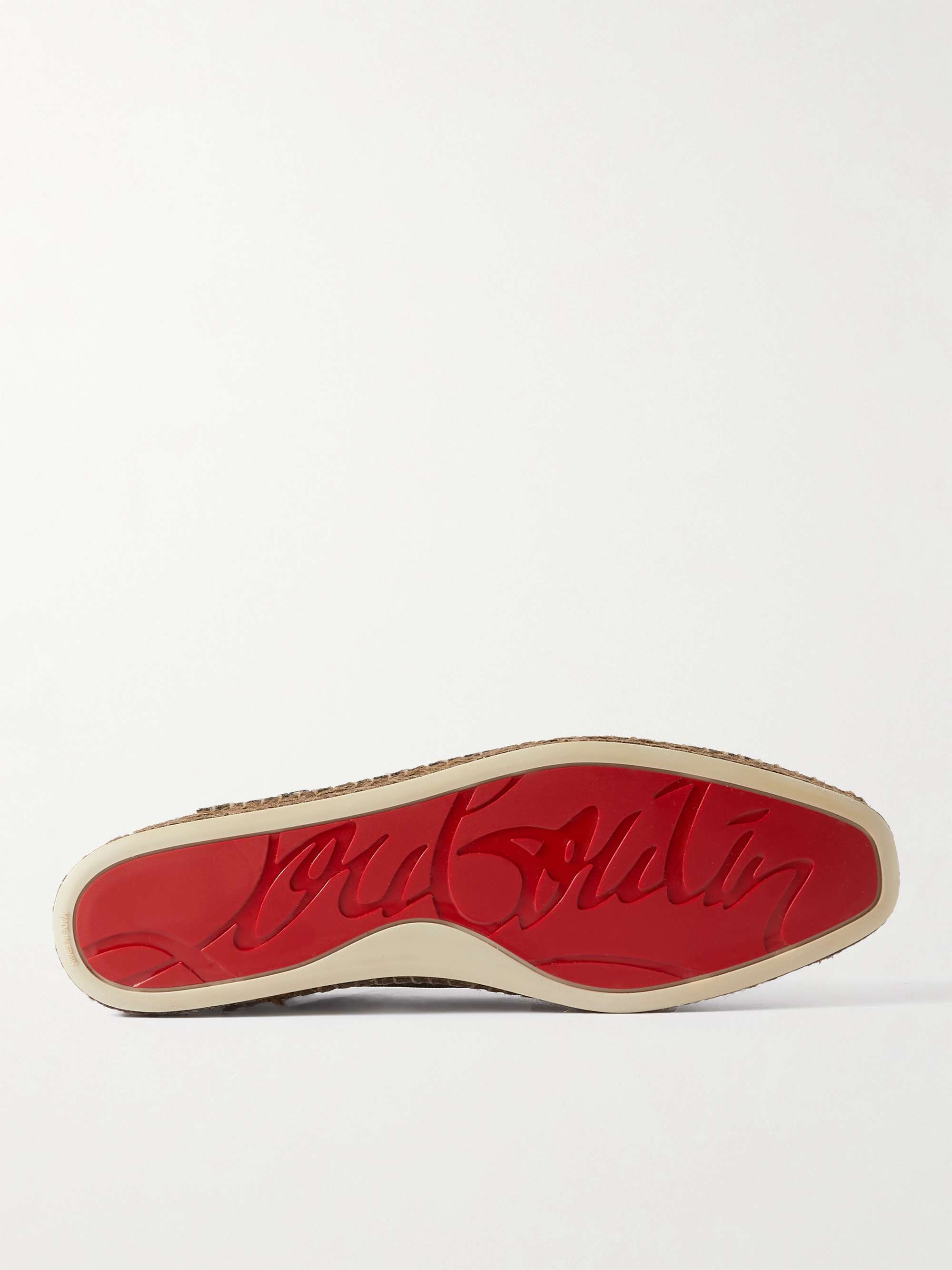 CHRISTIAN LOUBOUTIN Leather-Trimmed Logo-Jacquard Canvas Espadrilles