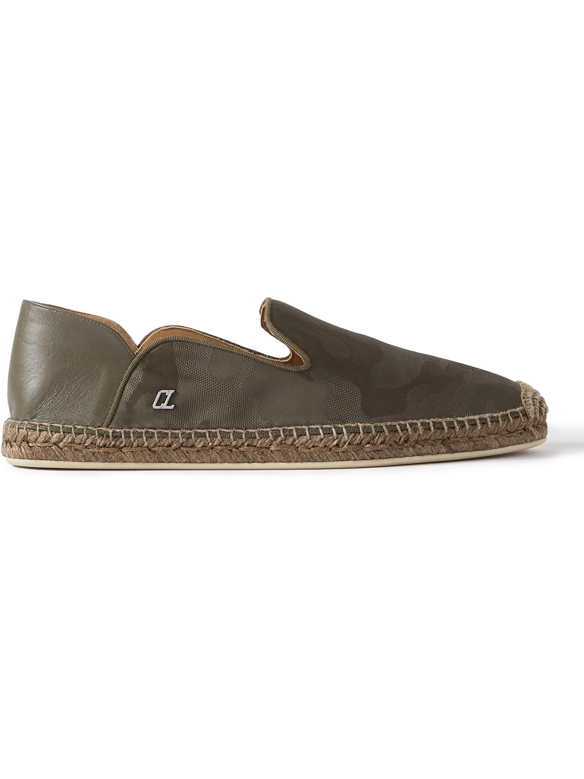Christian Louboutin Leather-trimmed Logo-jacquard Canvas Espadrilles In Green