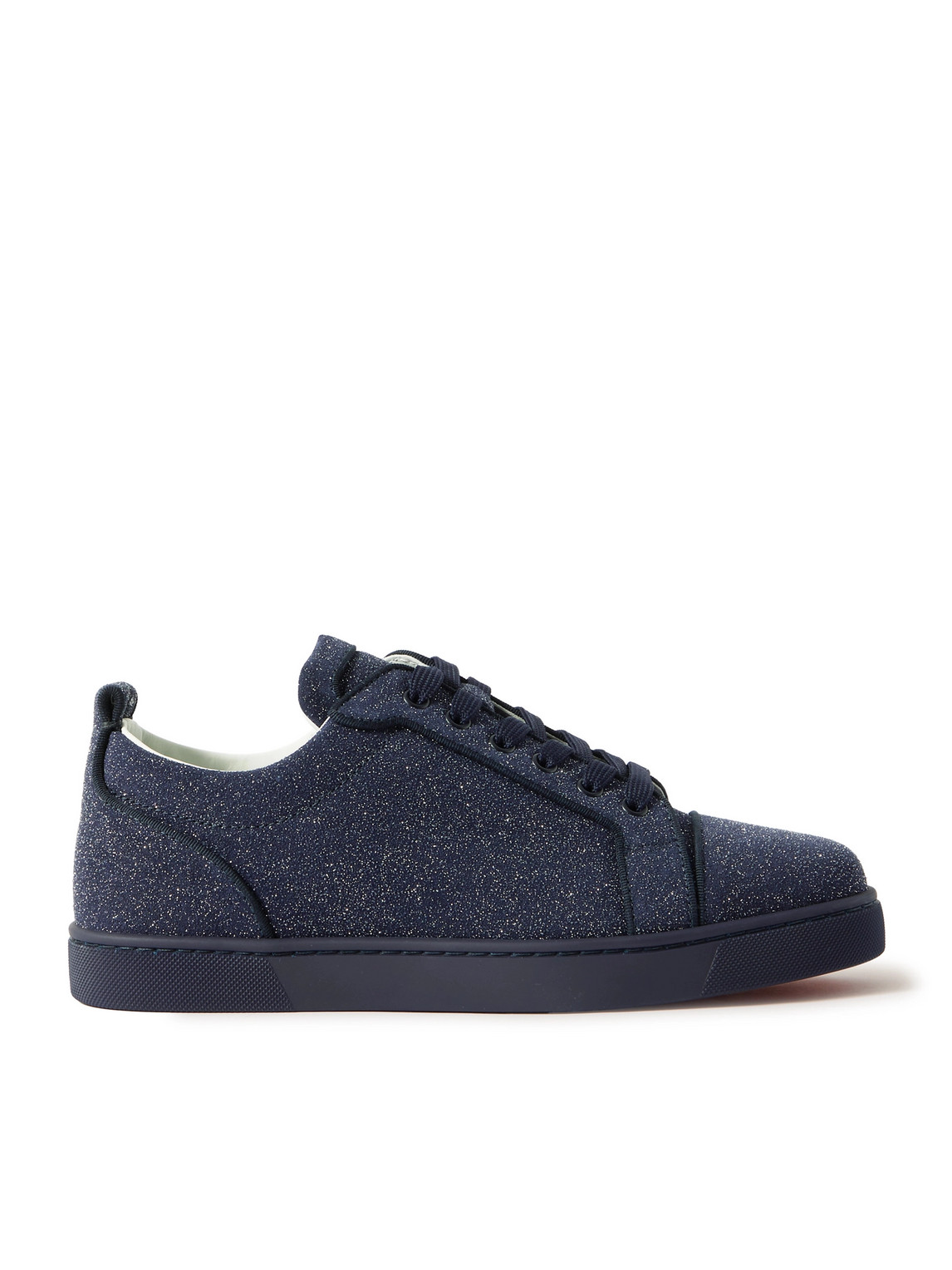 Shop Christian Louboutin Louis Junior Glittered Suede Sneakers In Blue