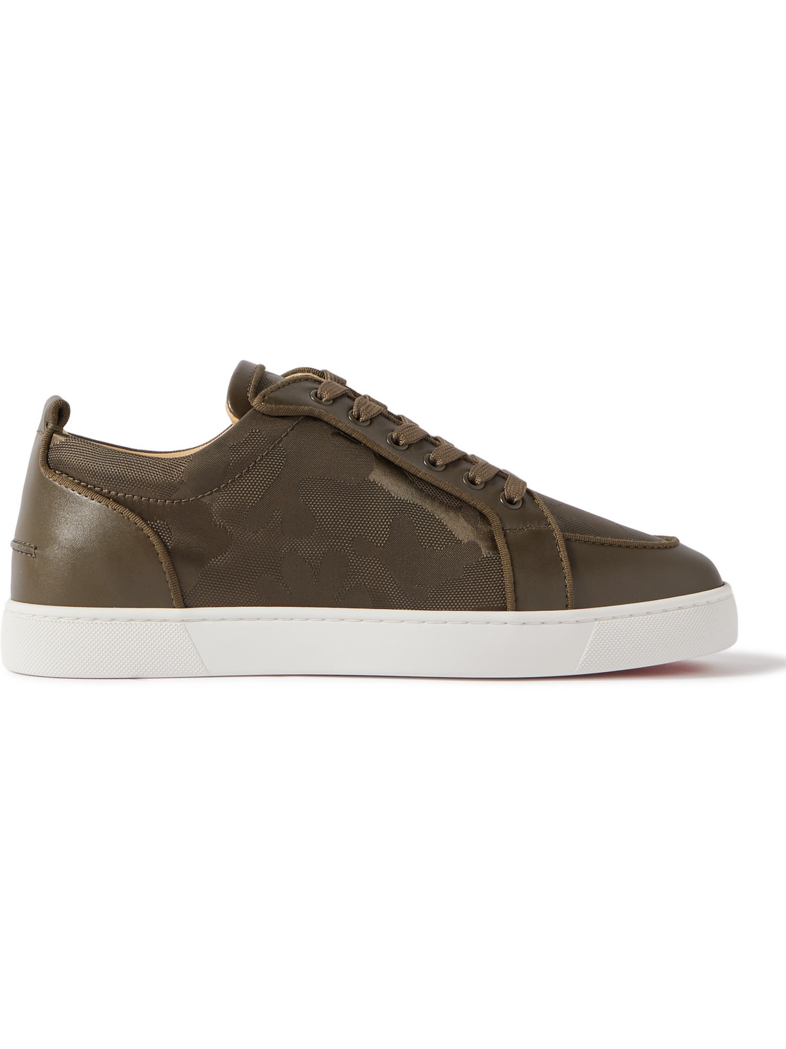 CHRISTIAN LOUBOUTIN RANTULOW CAMOUFLAGE-JACQUARD AND LEATHER SNEAKERS