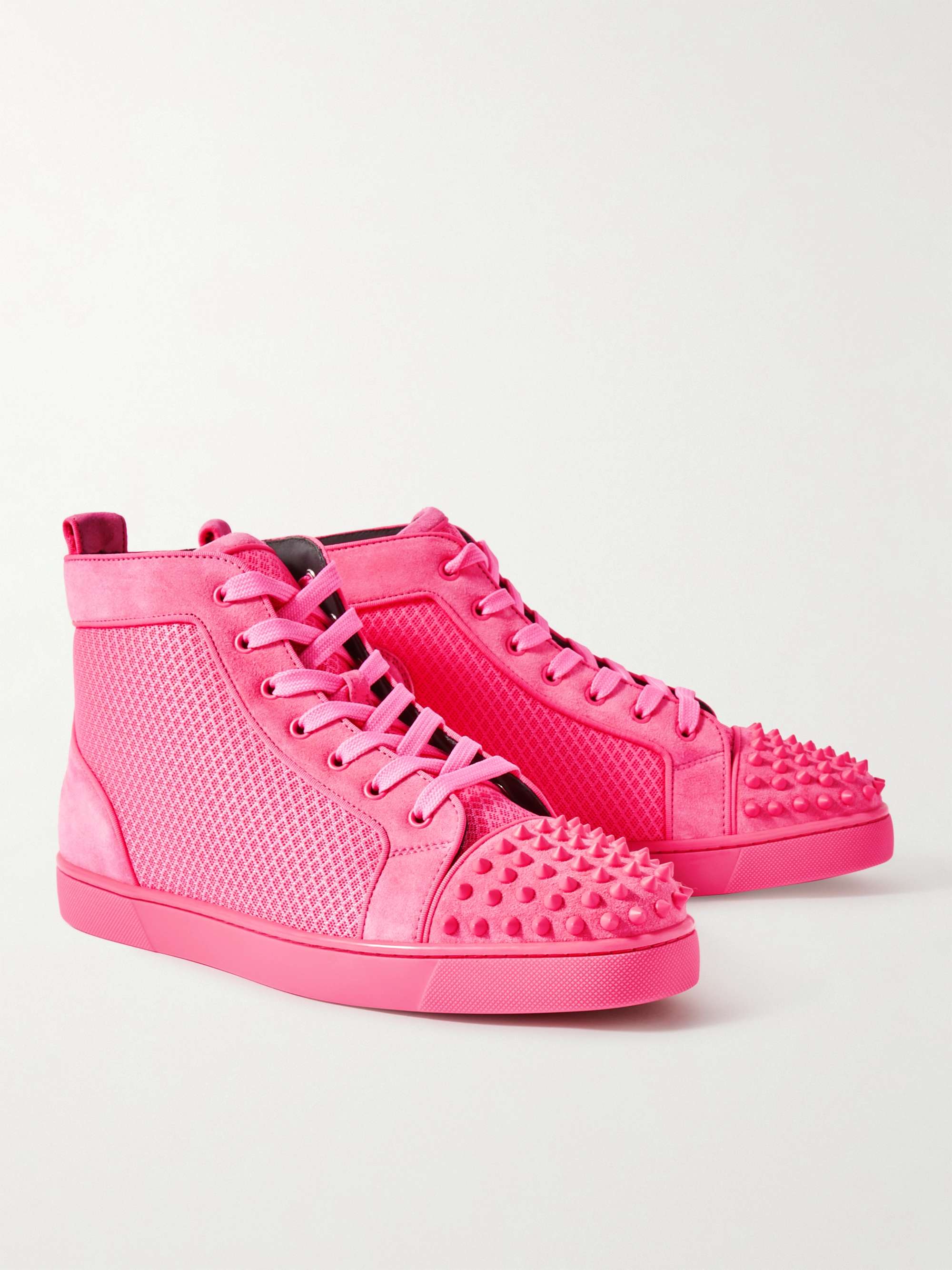 Elegance Blossom Diskriminering af køn CHRISTIAN LOUBOUTIN Louis Spiked Suede-Trimmed Mesh High-Top Sneakers for  Men | MR PORTER