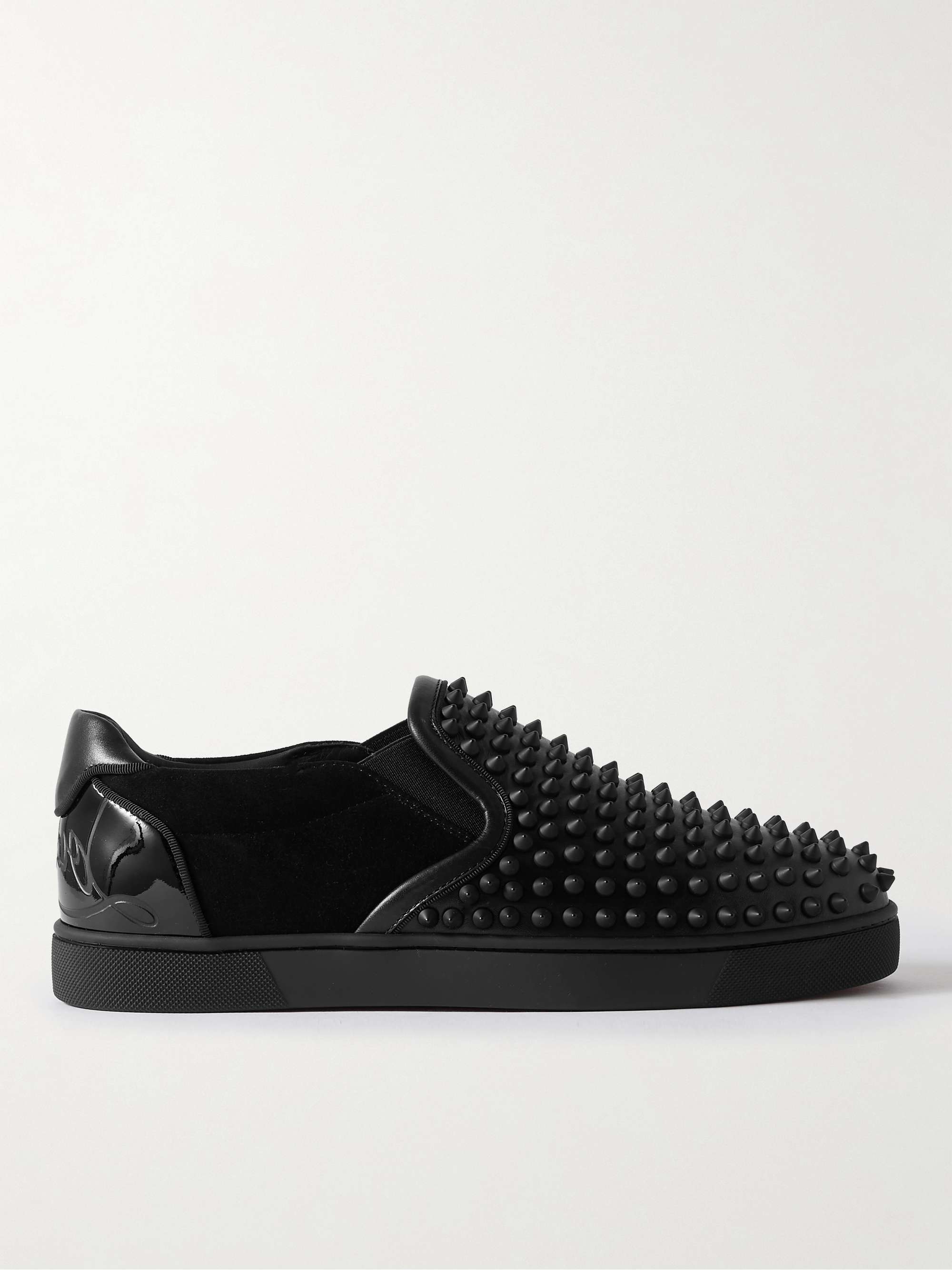 Fun Sailor Studded Leather and Suede Slip-On Sneakers