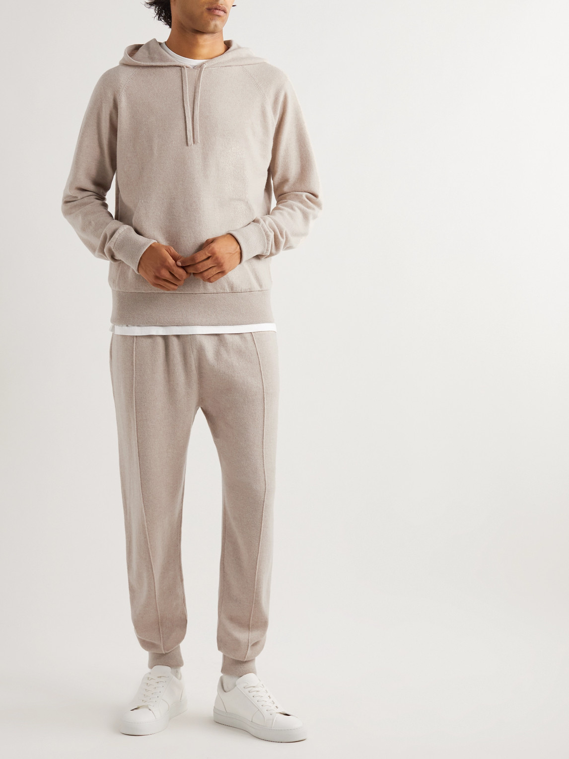 Shop Mr P Wool And Cashmere-blend Hoodie In Neutrals