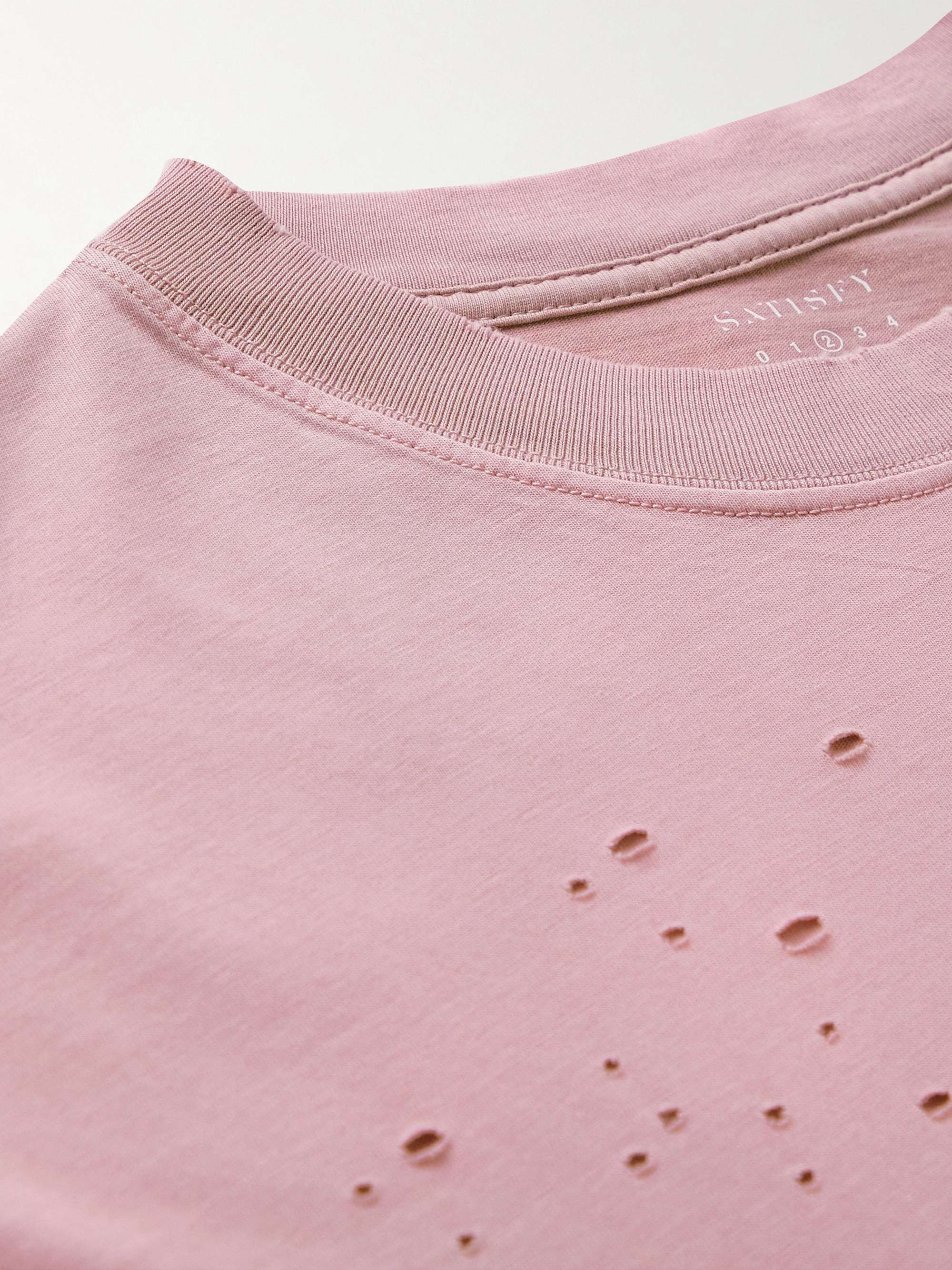 SATISFY Distressed Logo-Print MothTech™ Cotton-Jersey T-Shirt