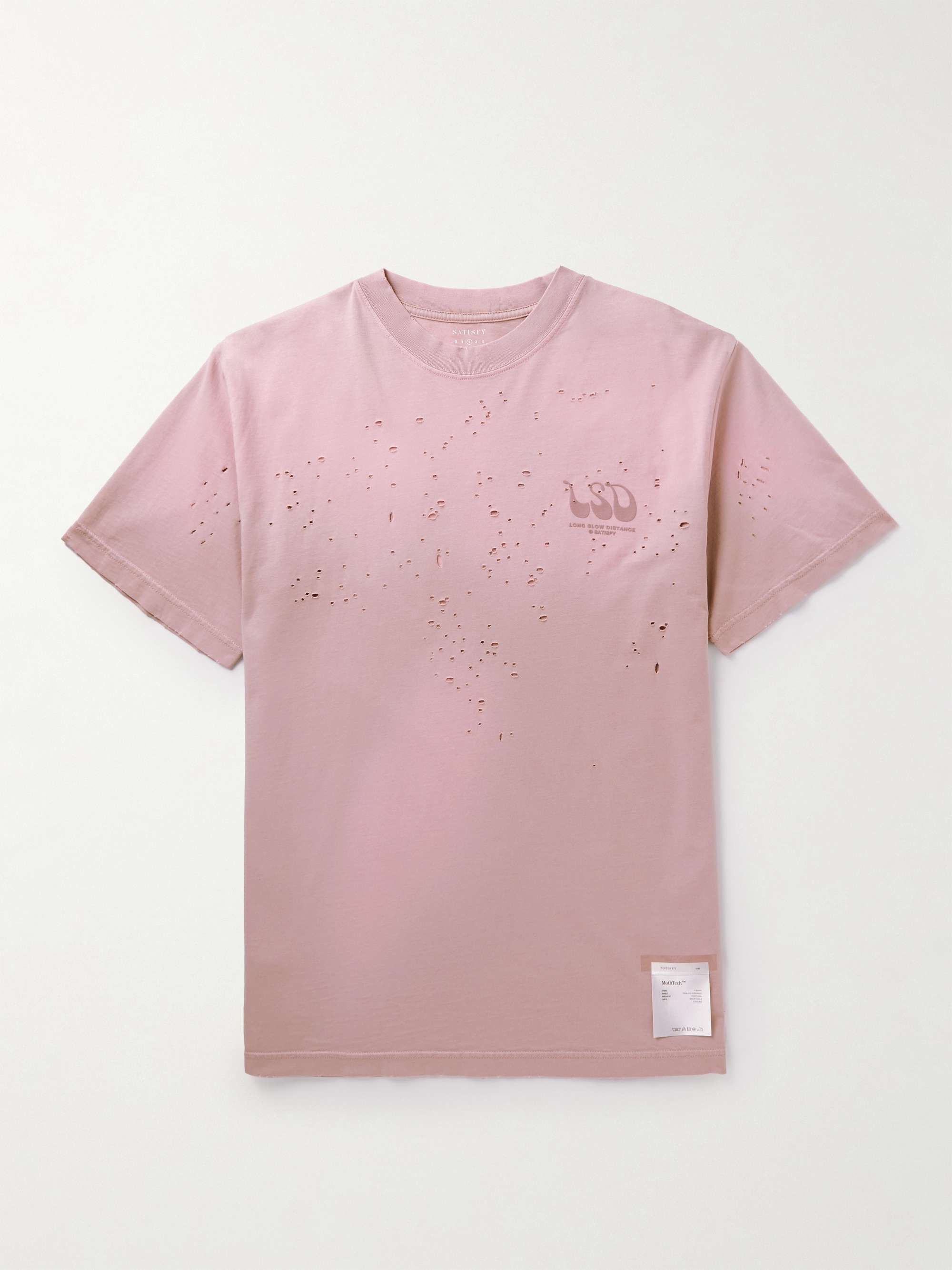 SATISFY Distressed Logo-Print MothTech™ Cotton-Jersey T-Shirt