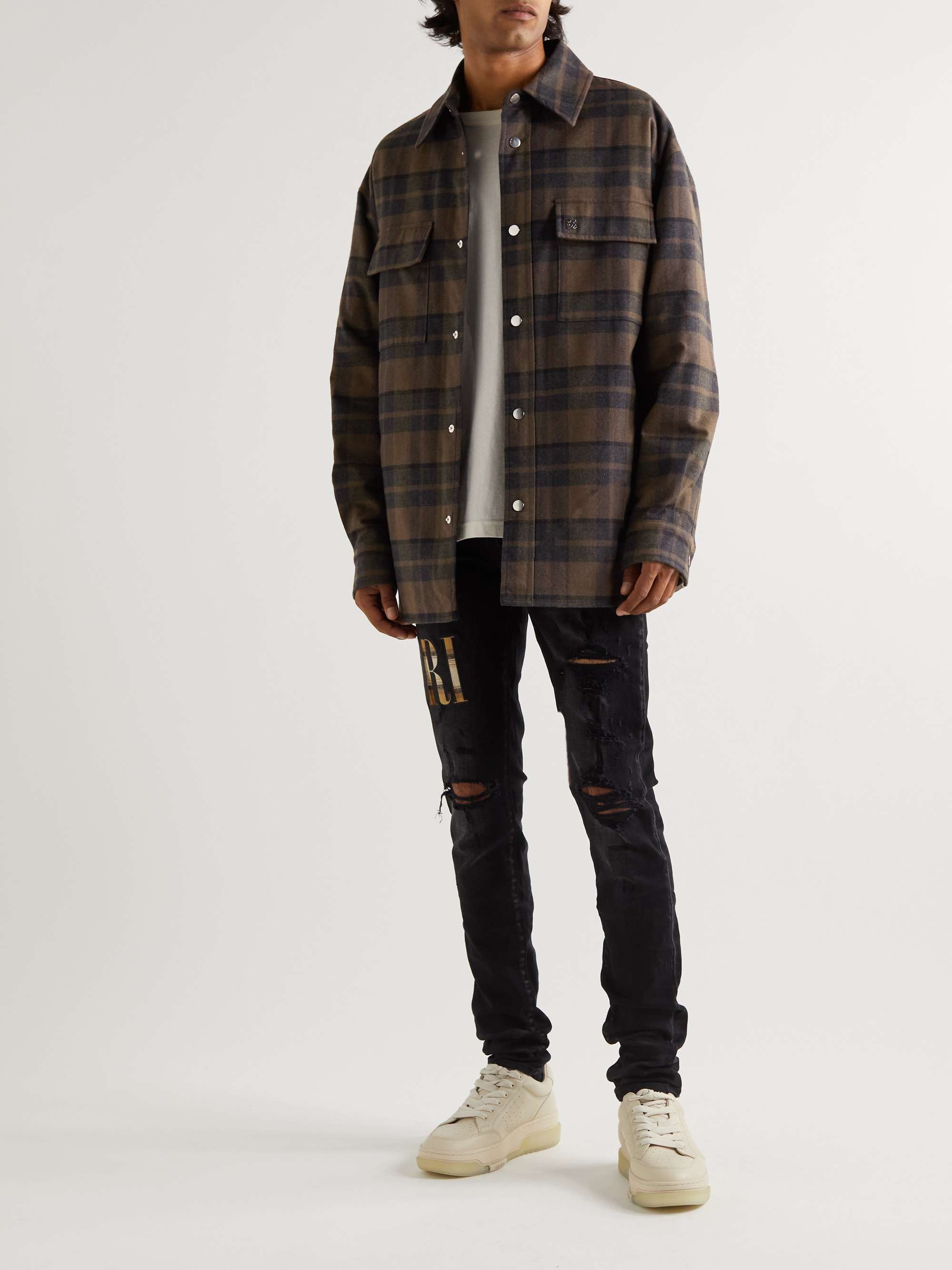 AMIRI Checked Padded Cotton-Blend Flannel Overshirt