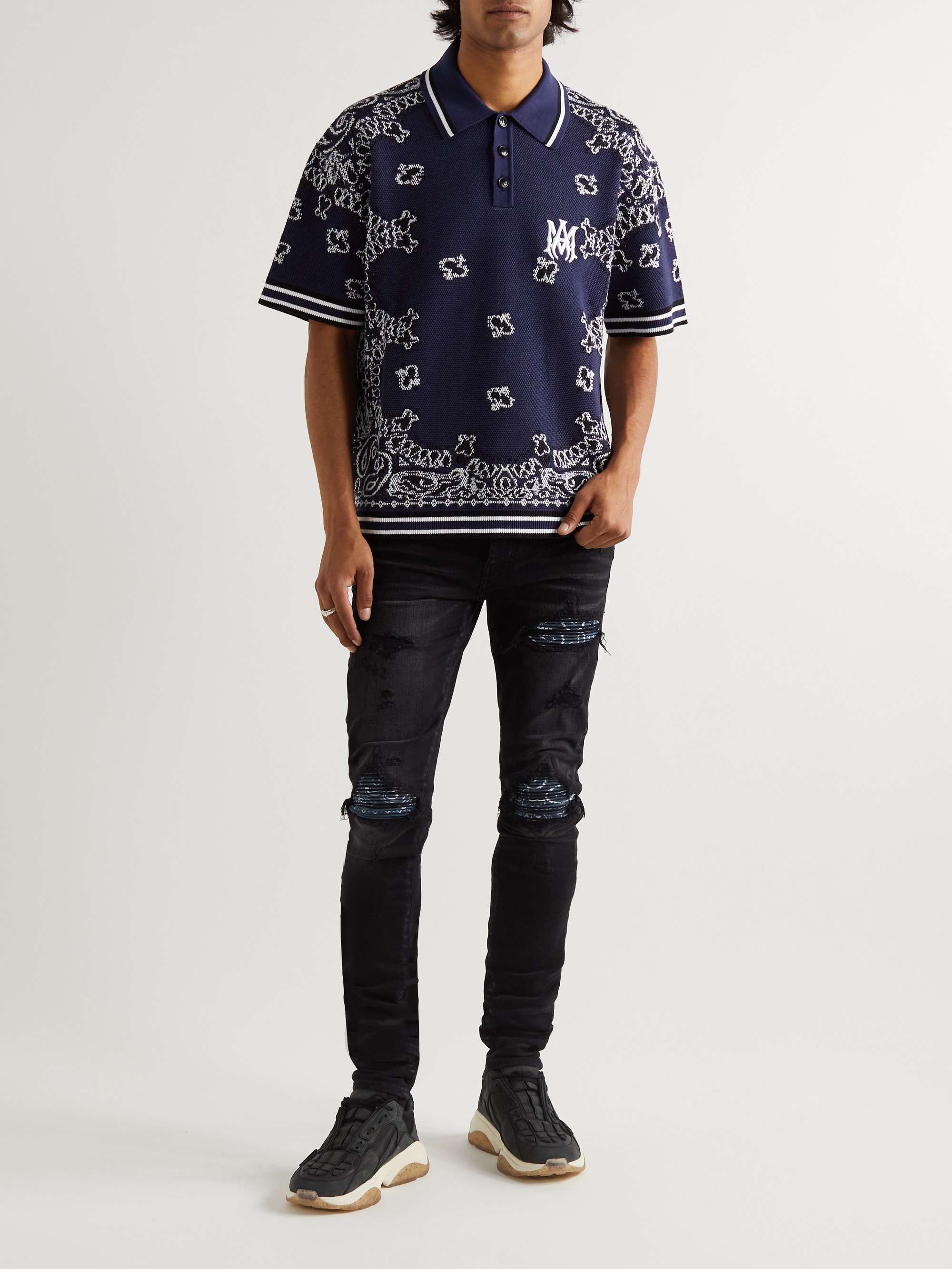 AMIRI MX1 Skinny-Fit Panelled Distressed Jeans