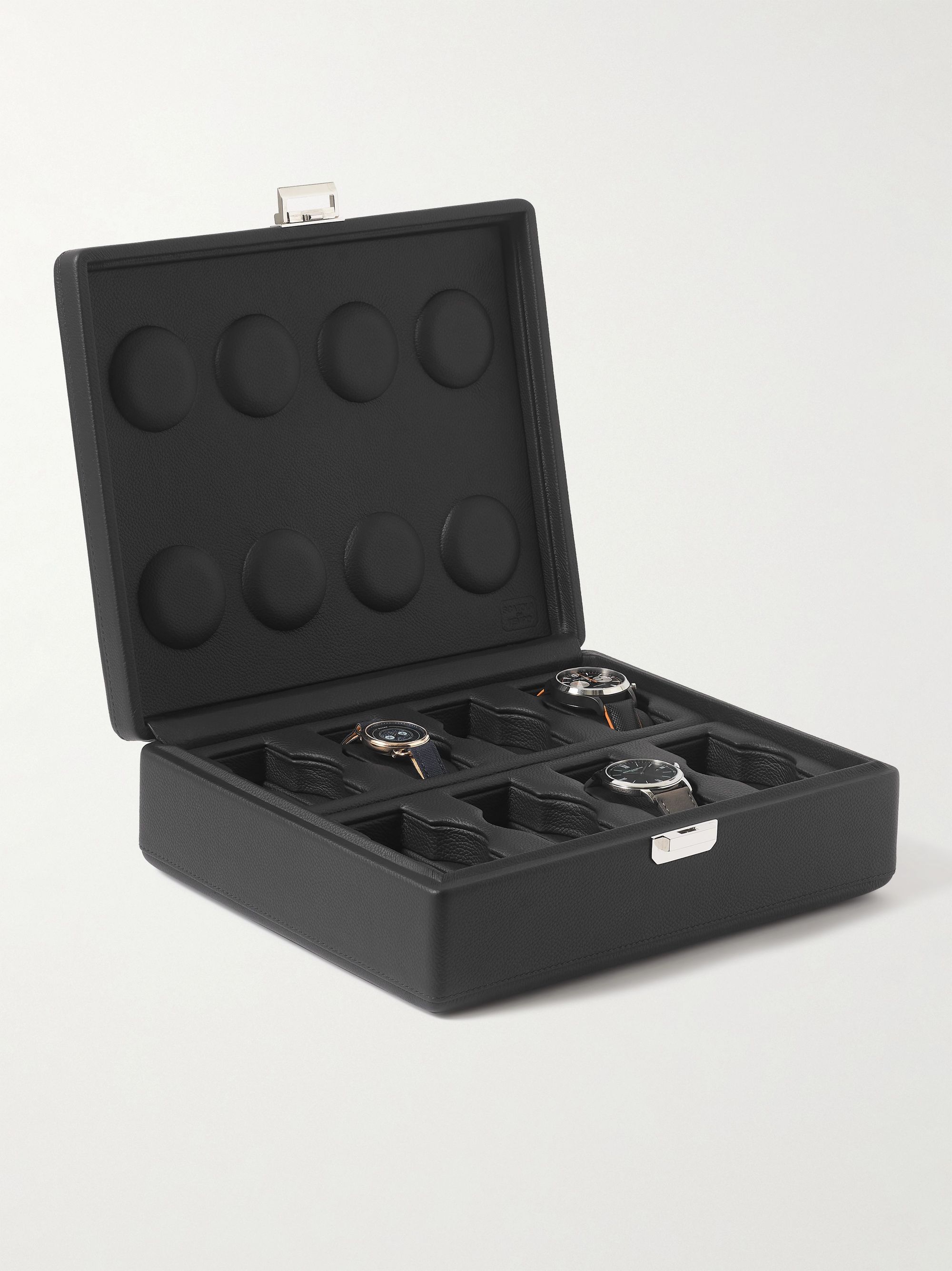 SCATOLA DEL TEMPO Valigetta Full-Grain Leather 8-Piece Travel Watch Case