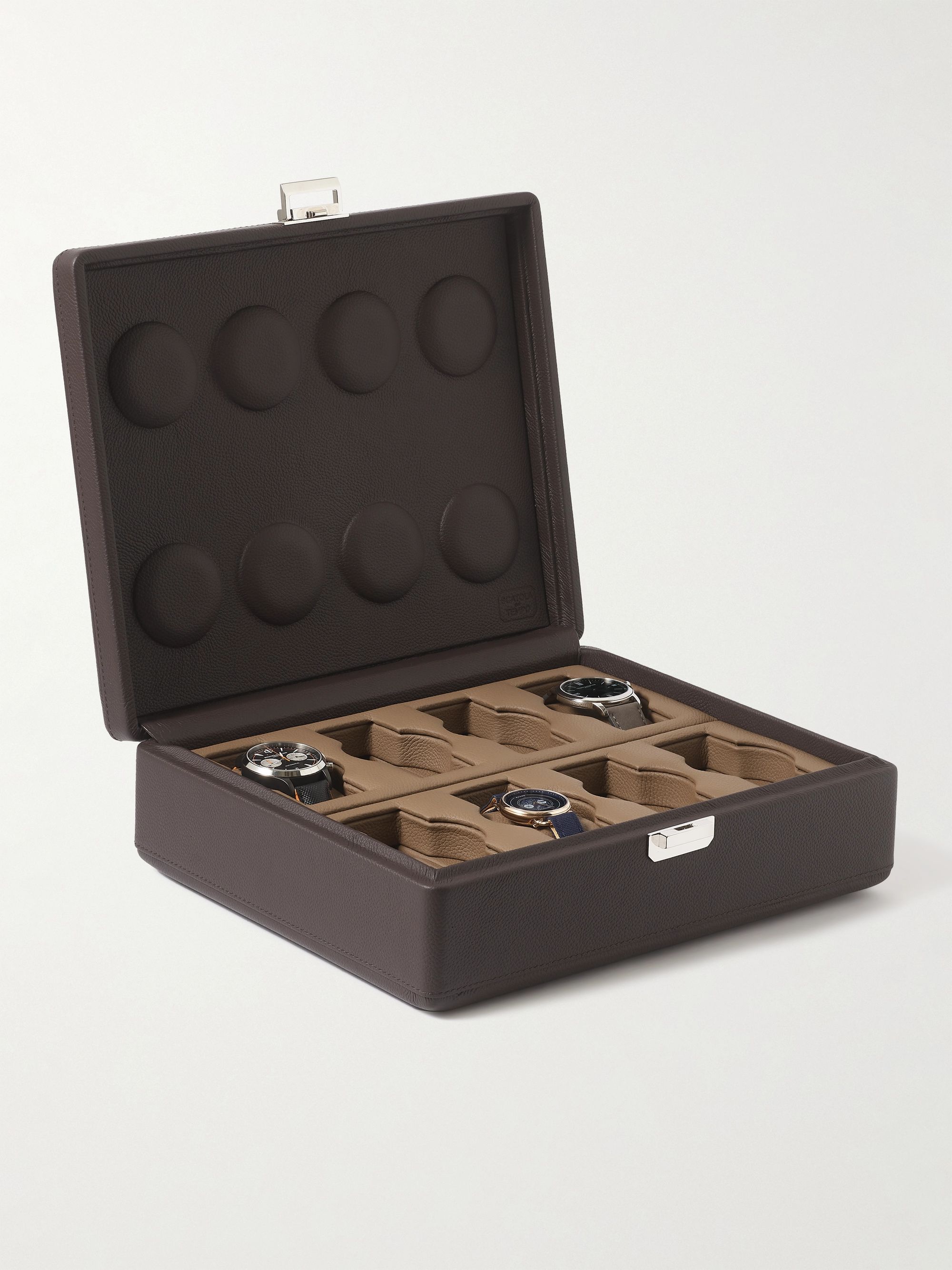 SCATOLA DEL TEMPO Valigetta Full-Grain Leather 8-Piece Travel Watch Case