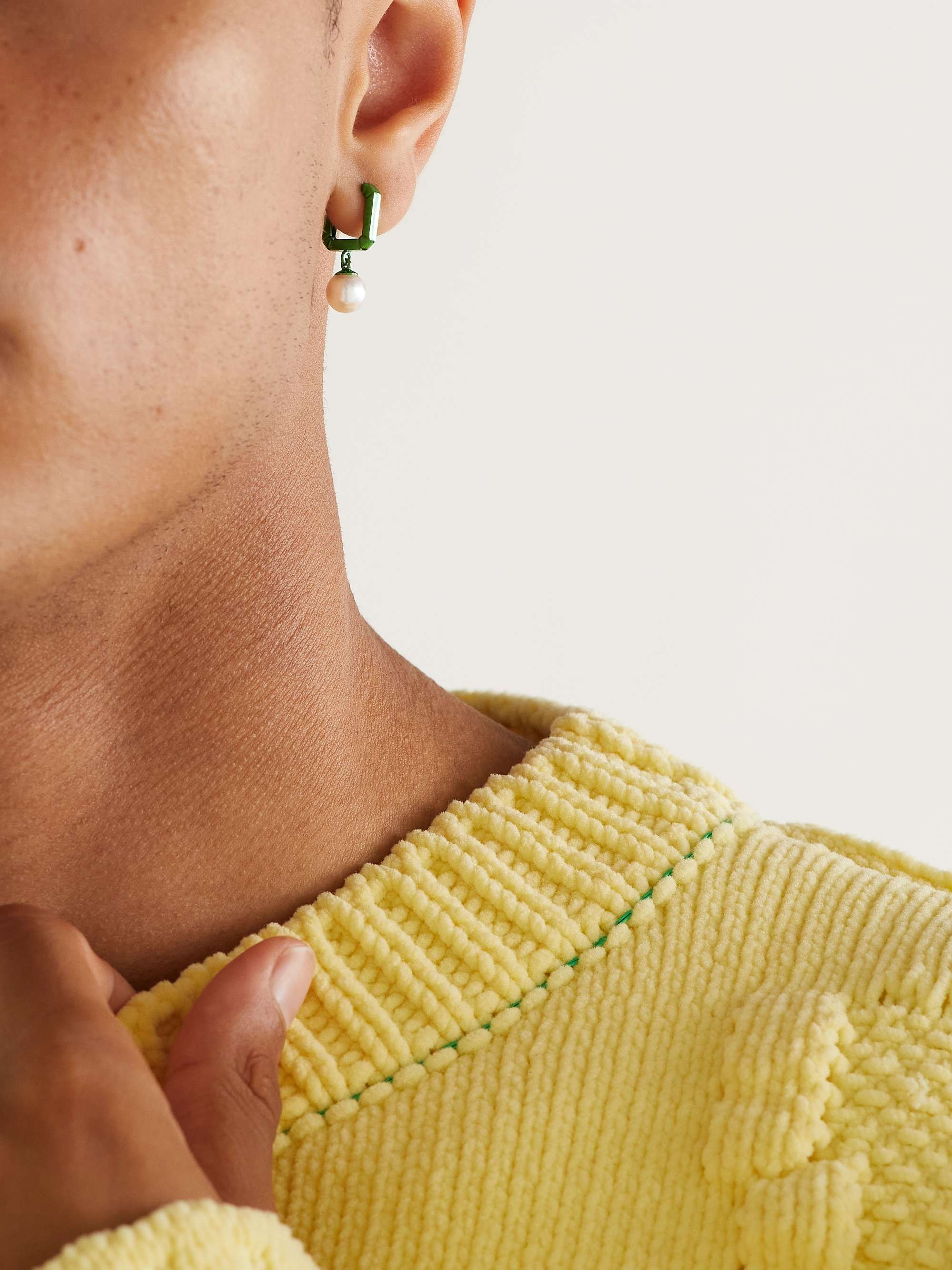 EÉRA Mini White Gold and Pearl Single Hoop Earring