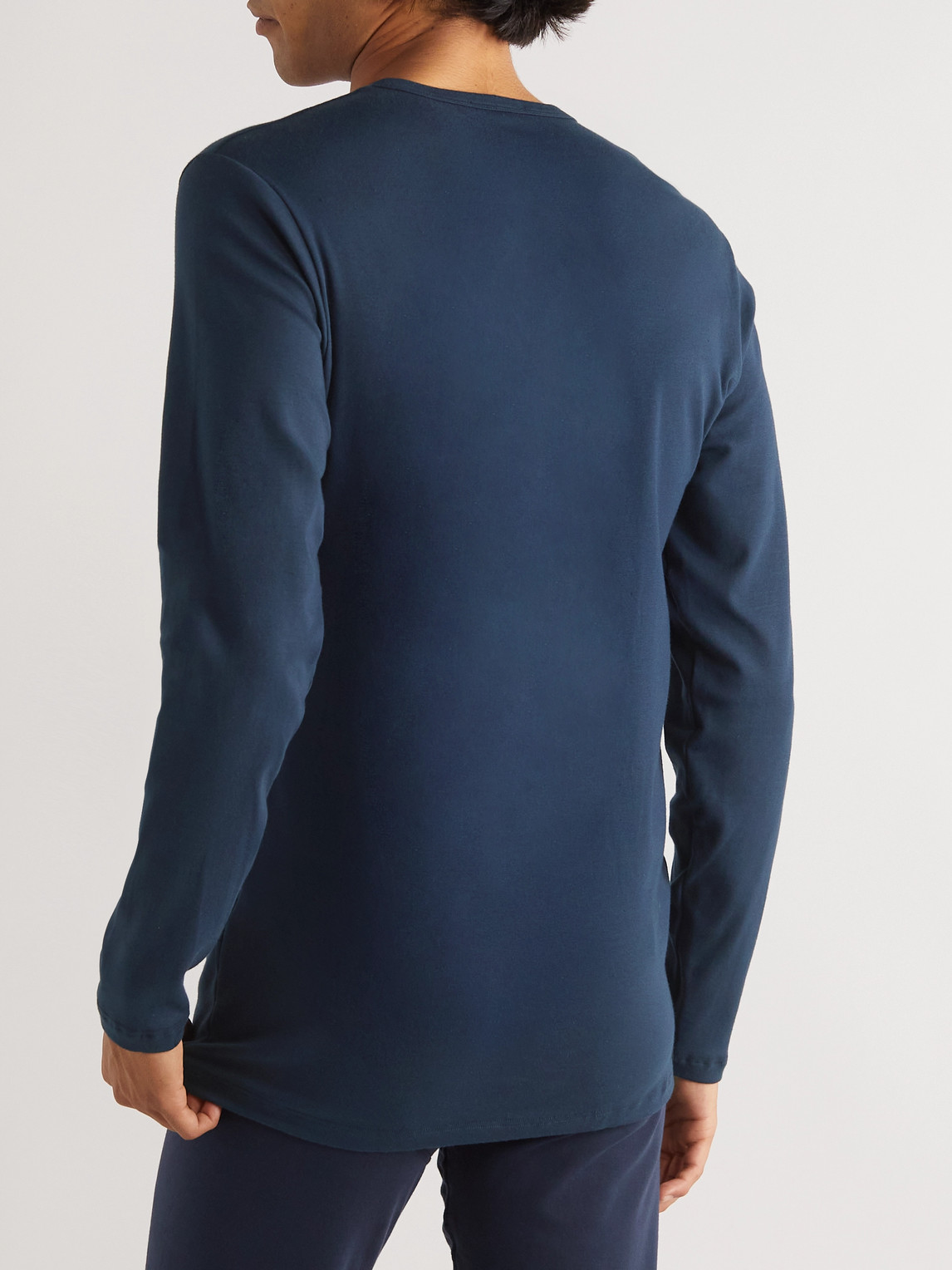 Shop Tom Ford Stretch-cotton Jersey Henley Pyjama T-shirt In Blue