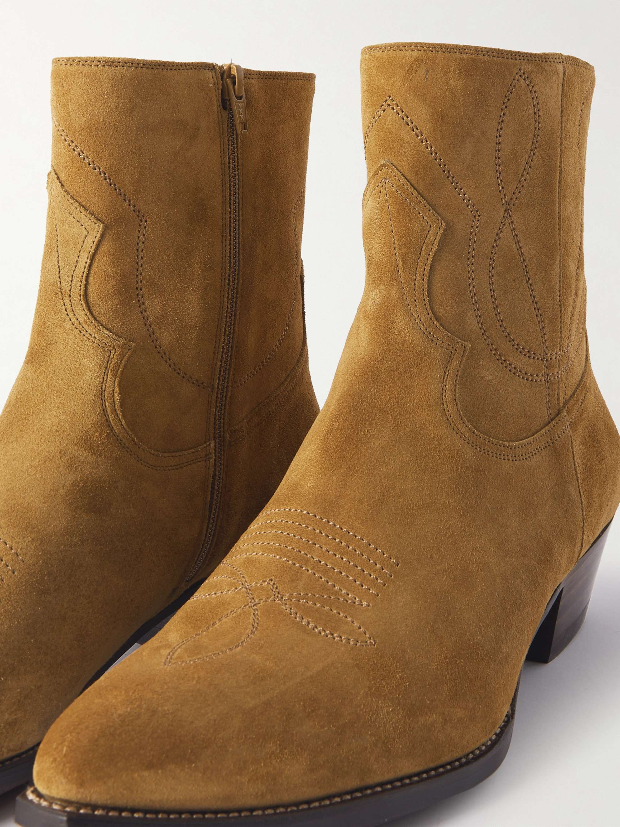 CELINE HOMME Moon Embroidered Suede Boots