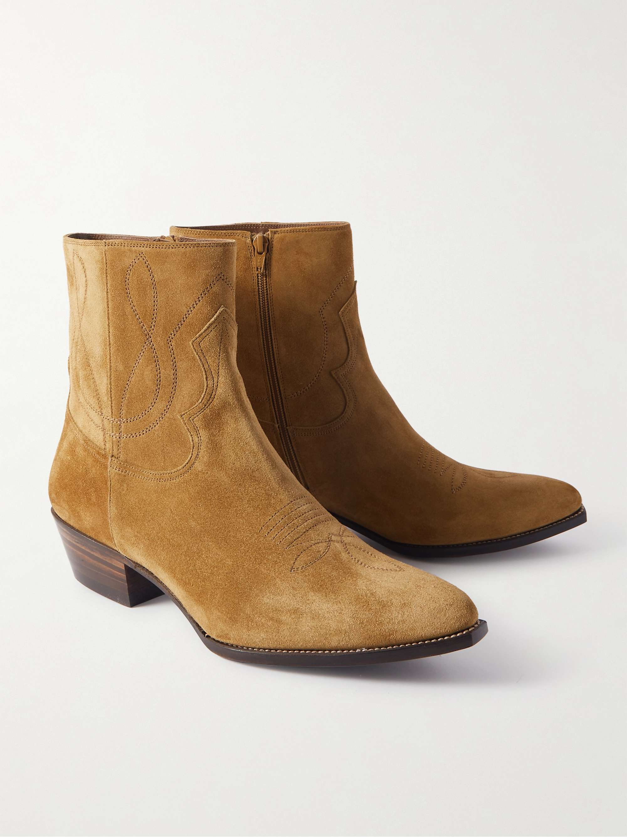 CELINE HOMME Moon Embroidered Suede Boots