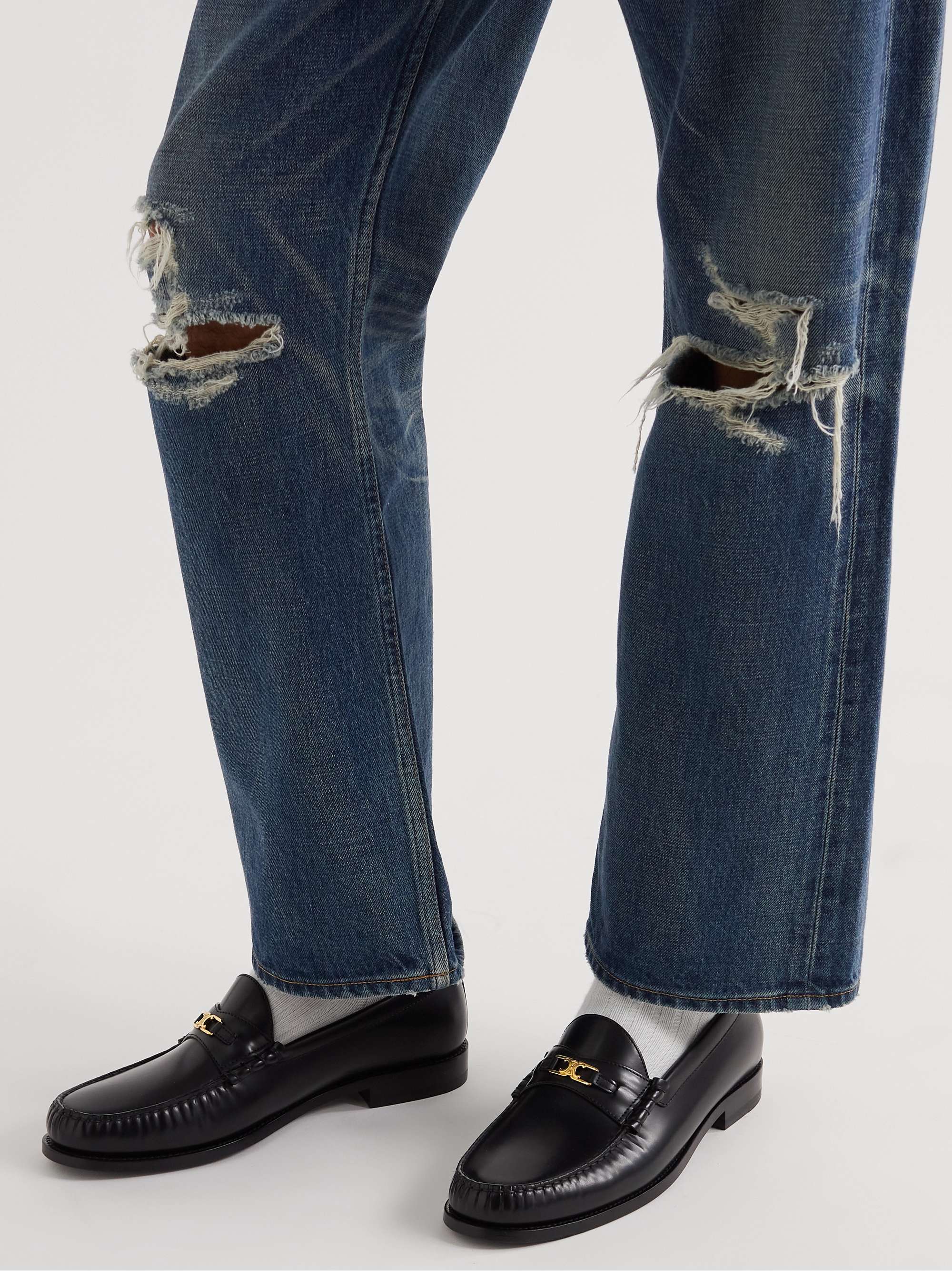 CELINE HOMME Luco Triomphe Logo-Embellished Leather Loafers