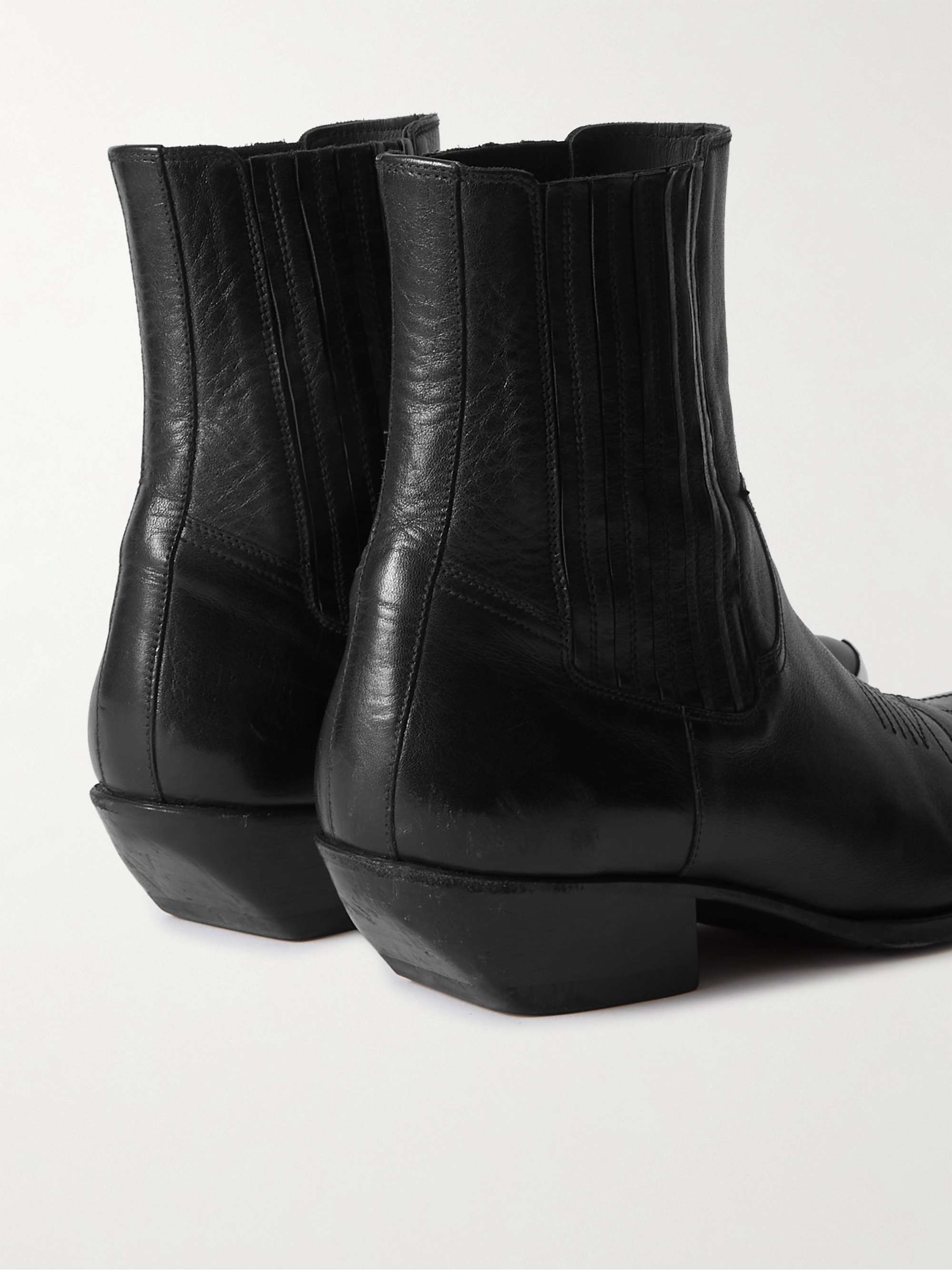 CELINE HOMME Embellished Embroidered Leather Chelsea Boots