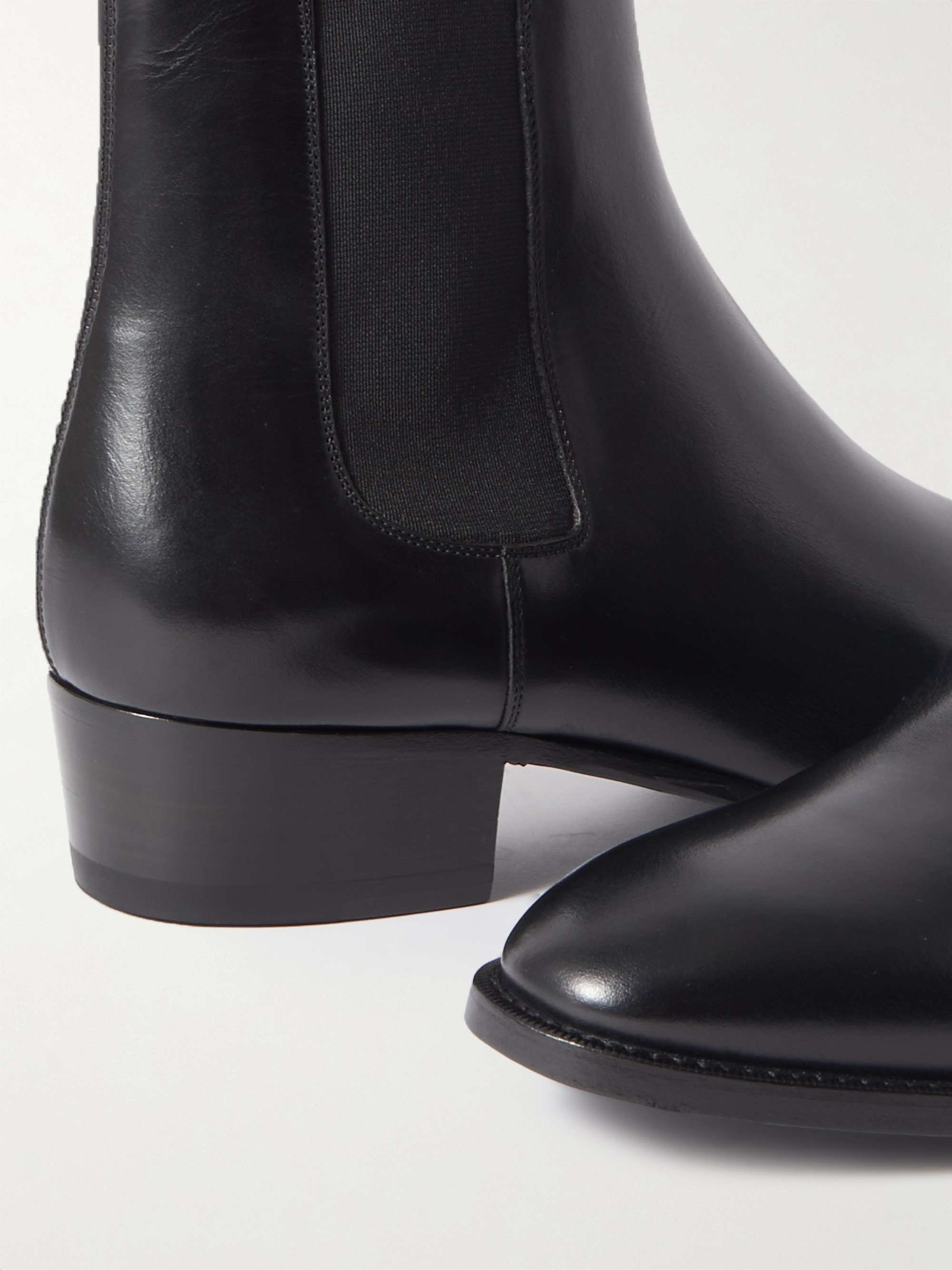 CELINE HOMME Drugstore Glossed-Leather Chelsea Boots