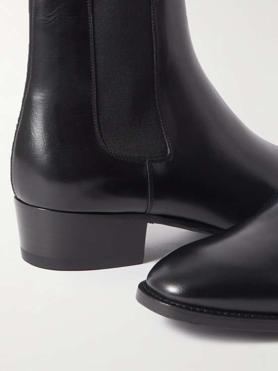 CELINE HOMME Drugstore Glossed-Leather Chelsea Boots for Men | MR PORTER