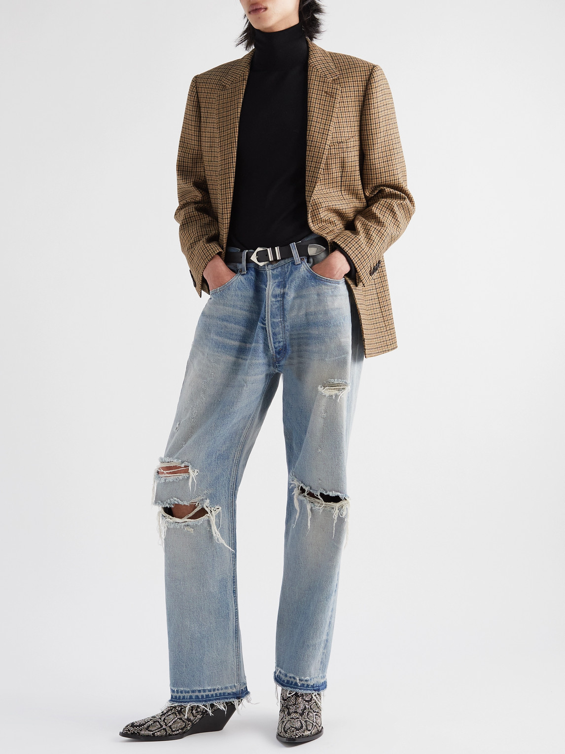 CELINE EMBELLISHED LEATHER BOOTS