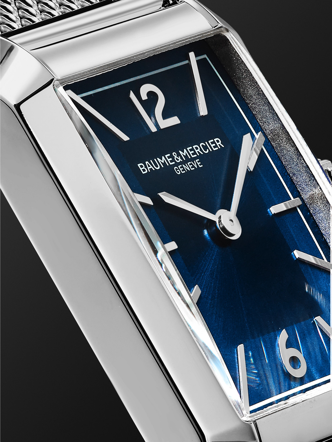 Shop Baume & Mercier Hampton 27.5mm Stainless Steel Watch, Ref. No. M0a10671 In Blue