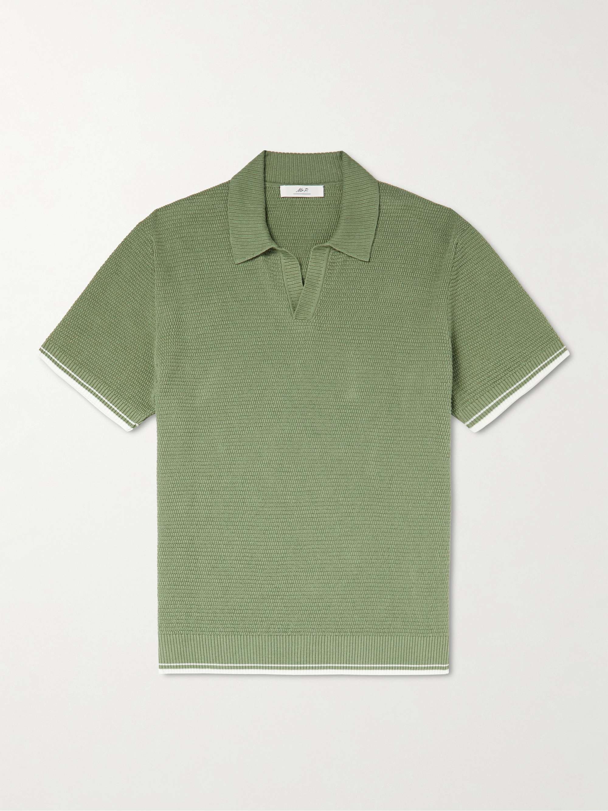 MR P. Honeycomb-Knit Linen and Cotton-Blend Polo Shirt for Men | MR PORTER