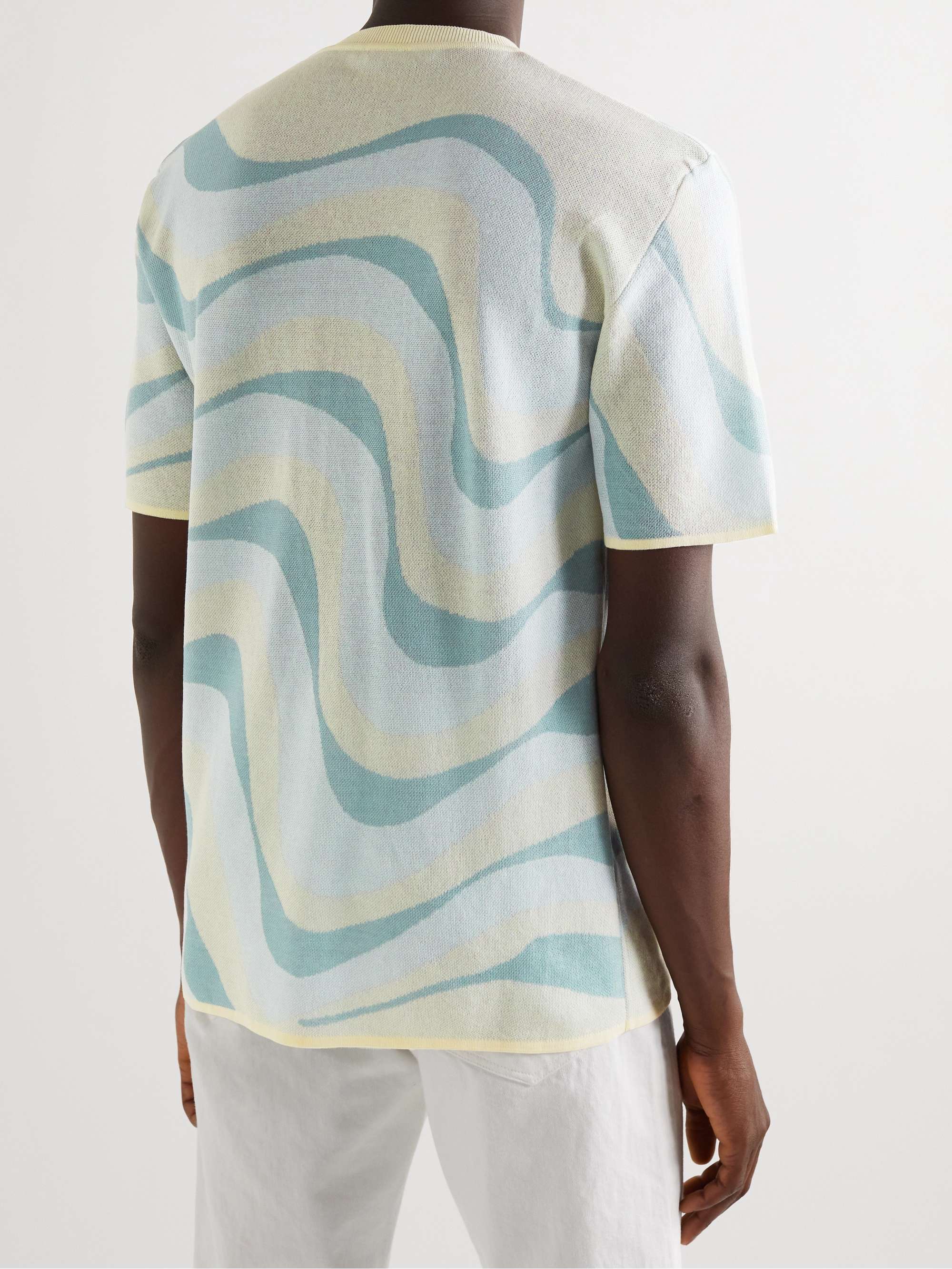 Wave Jacquard-Knit Mercerised Cotton T-Shirt