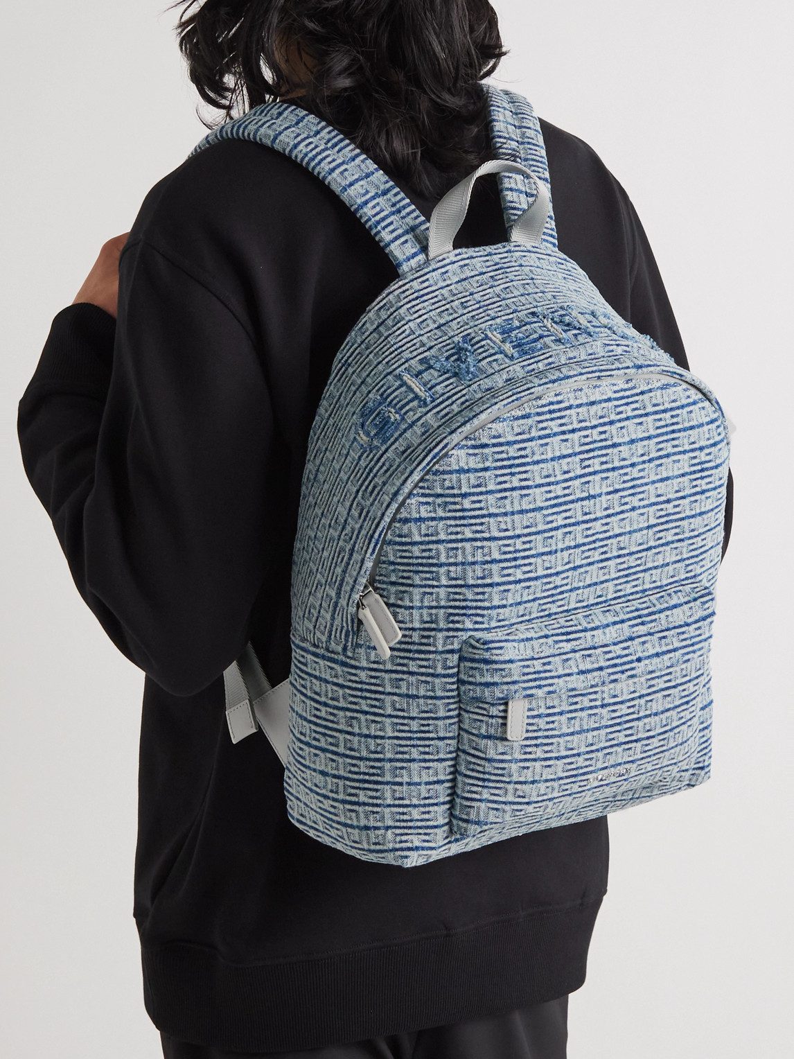 Givenchy Essential Logoembossed Denim Backpack In Blue ModeSens