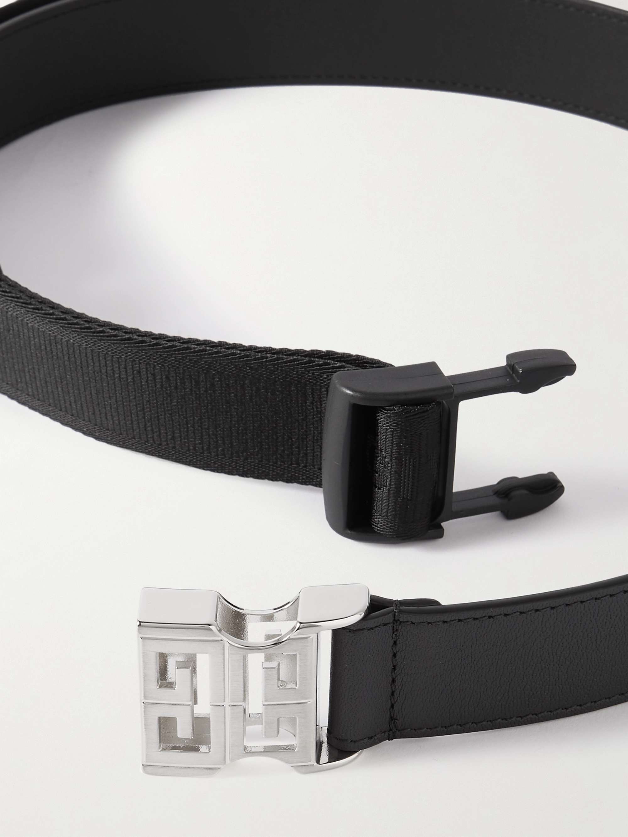 GIVENCHY 3.5cm Logo-Jacquard Canvas and Full-Grain Leather Belt