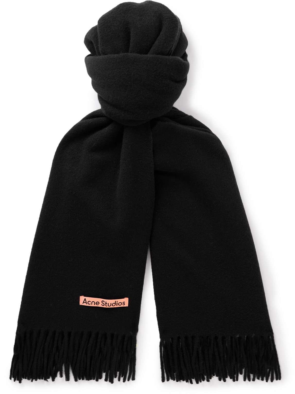 Shop Acne Studios Canada Fringed Wool Scarf In Black