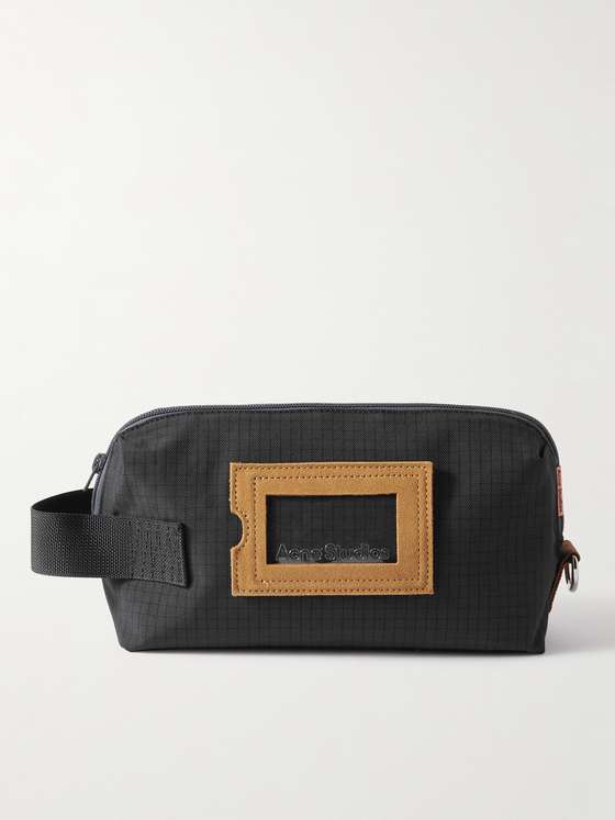 mrporter.com | Logo-Embossed Suede-Trimmed Nylon-Ripstop Wash Bag