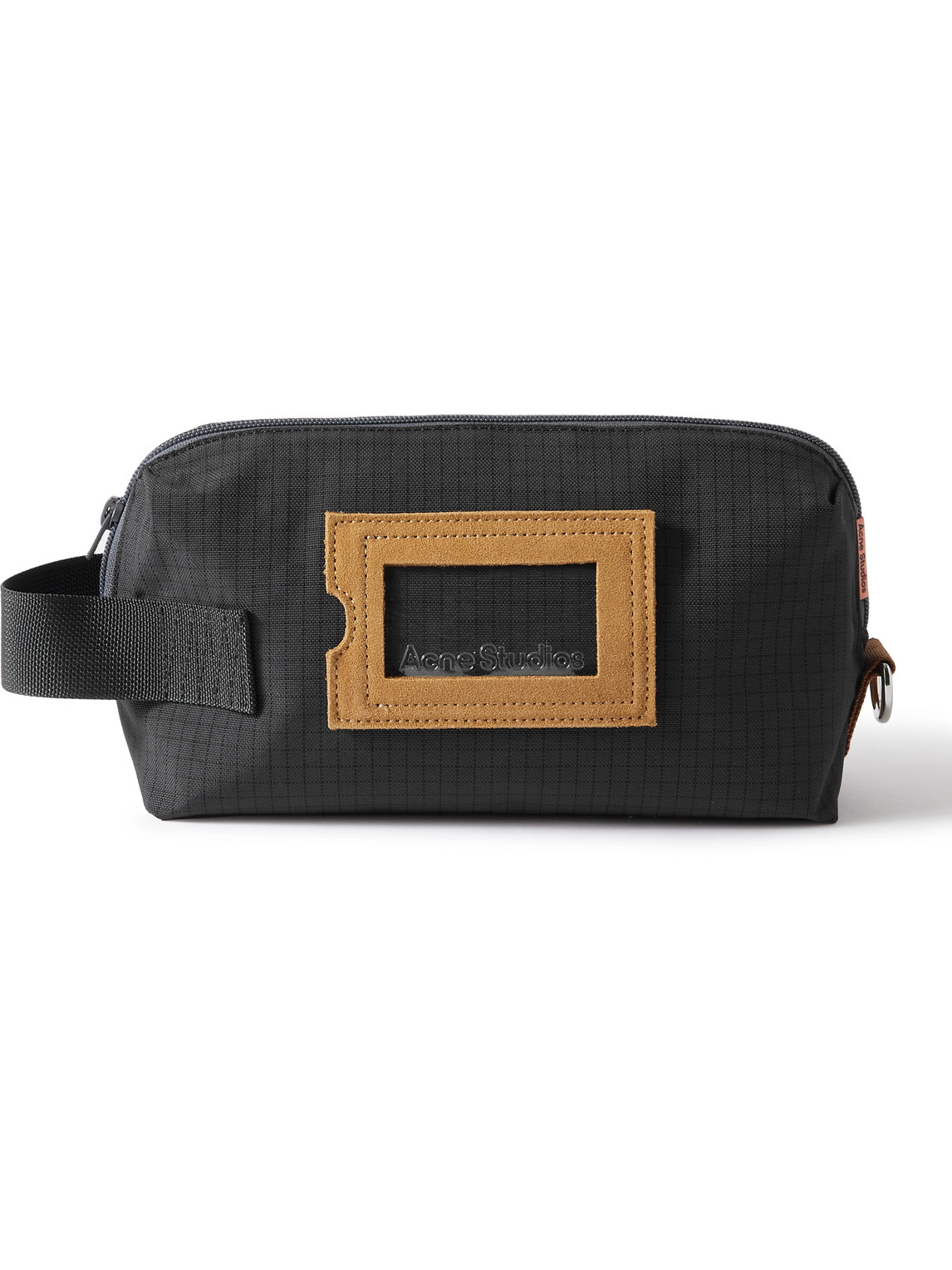 ACNE STUDIOS LOGO-EMBOSSED SUEDE-TRIMMED NYLON-RIPSTOP WASH BAG