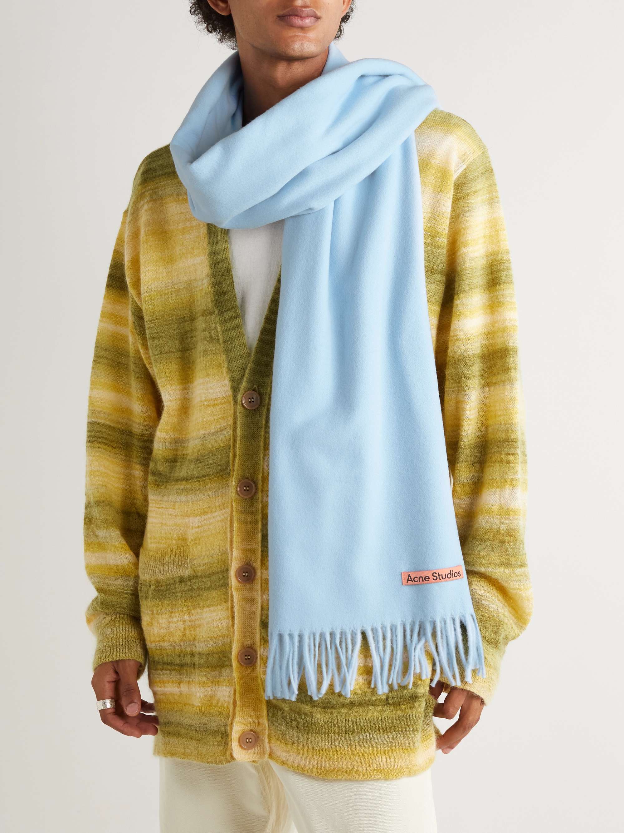 Acne Studios - Men - Oversized Fringed Melangé Wool Scarf Gray