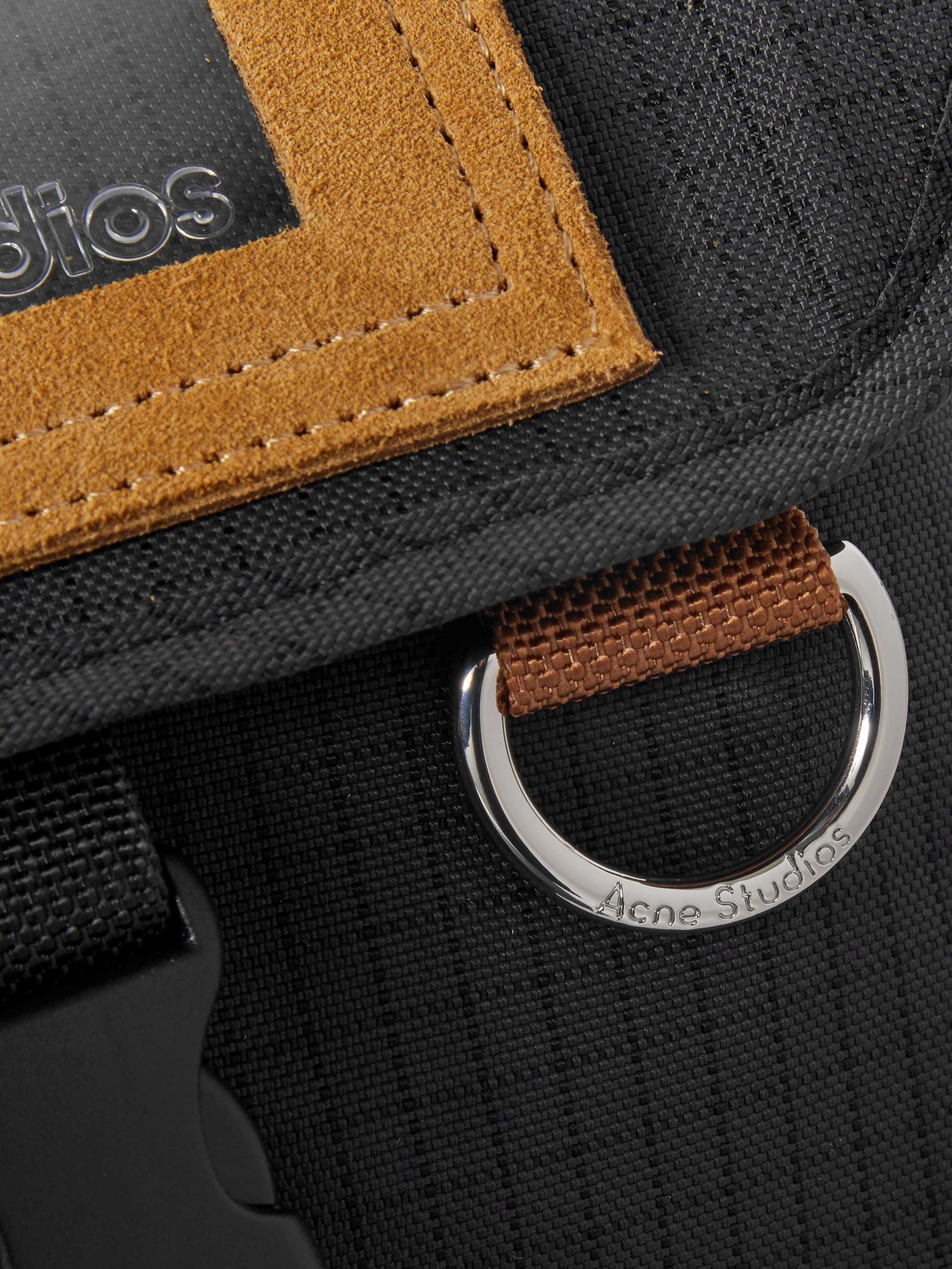 Logo-Embossed Suede-Trimmed Nylon-Ripstop Messenger Bag