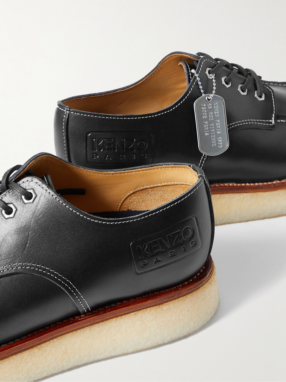KENZO Kenzoyama Logo-Debossed Leather Derby Shoes | Smart Closet