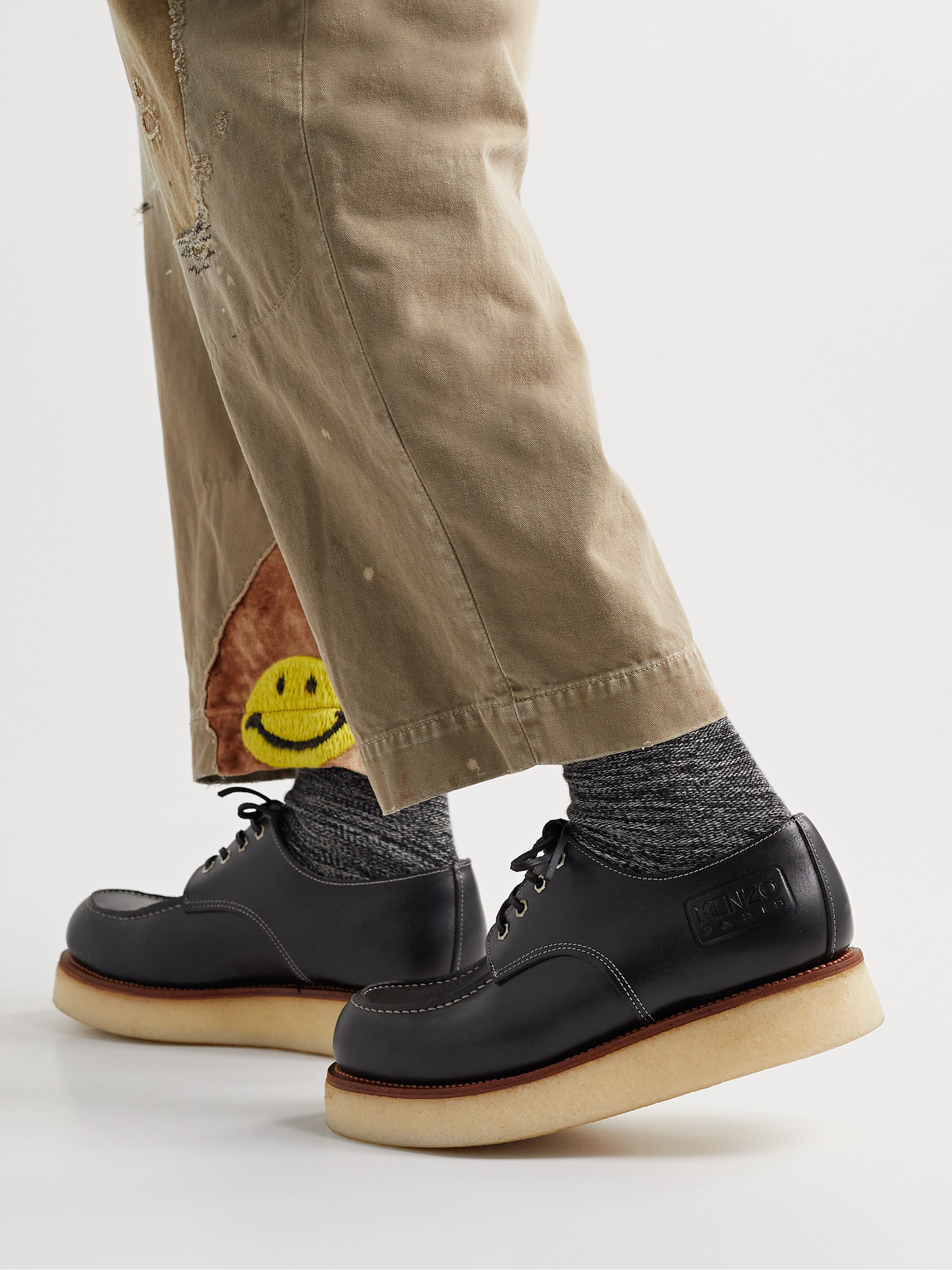 KENZO Kenzoyama Logo-Debossed Leather Derby Shoes | Smart Closet