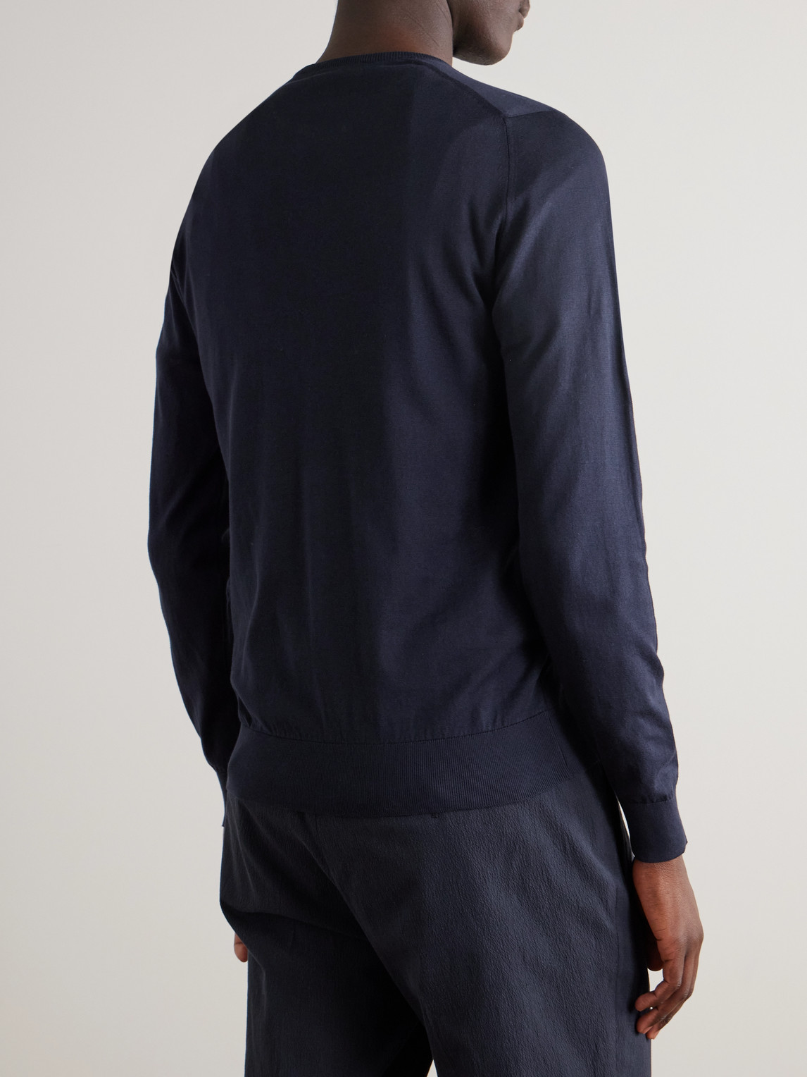 John Smedley Blue Cotton Sweater In Blue