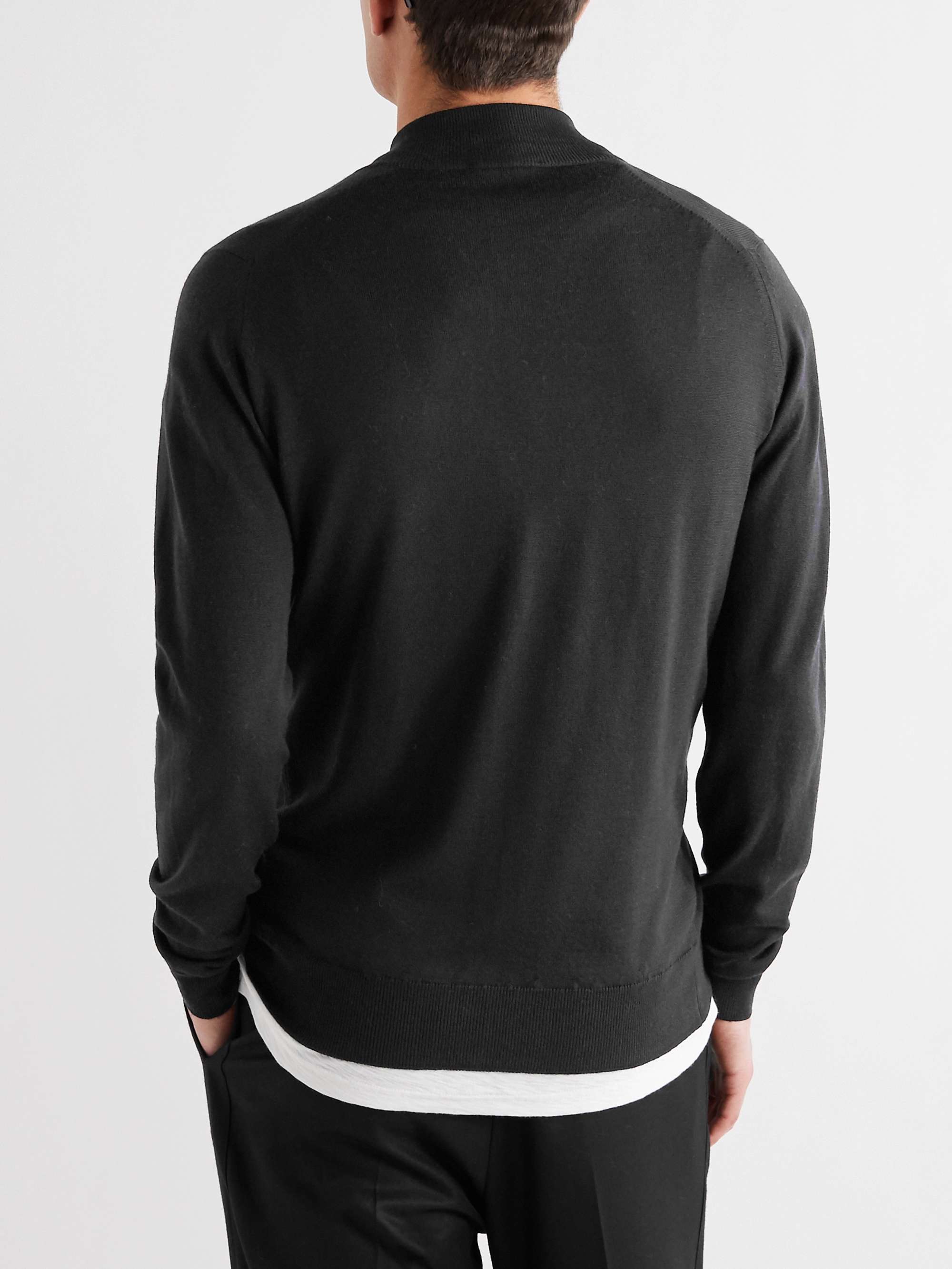 JOHN SMEDLEY Claygate Merino Wool Zip-Up Cardigan