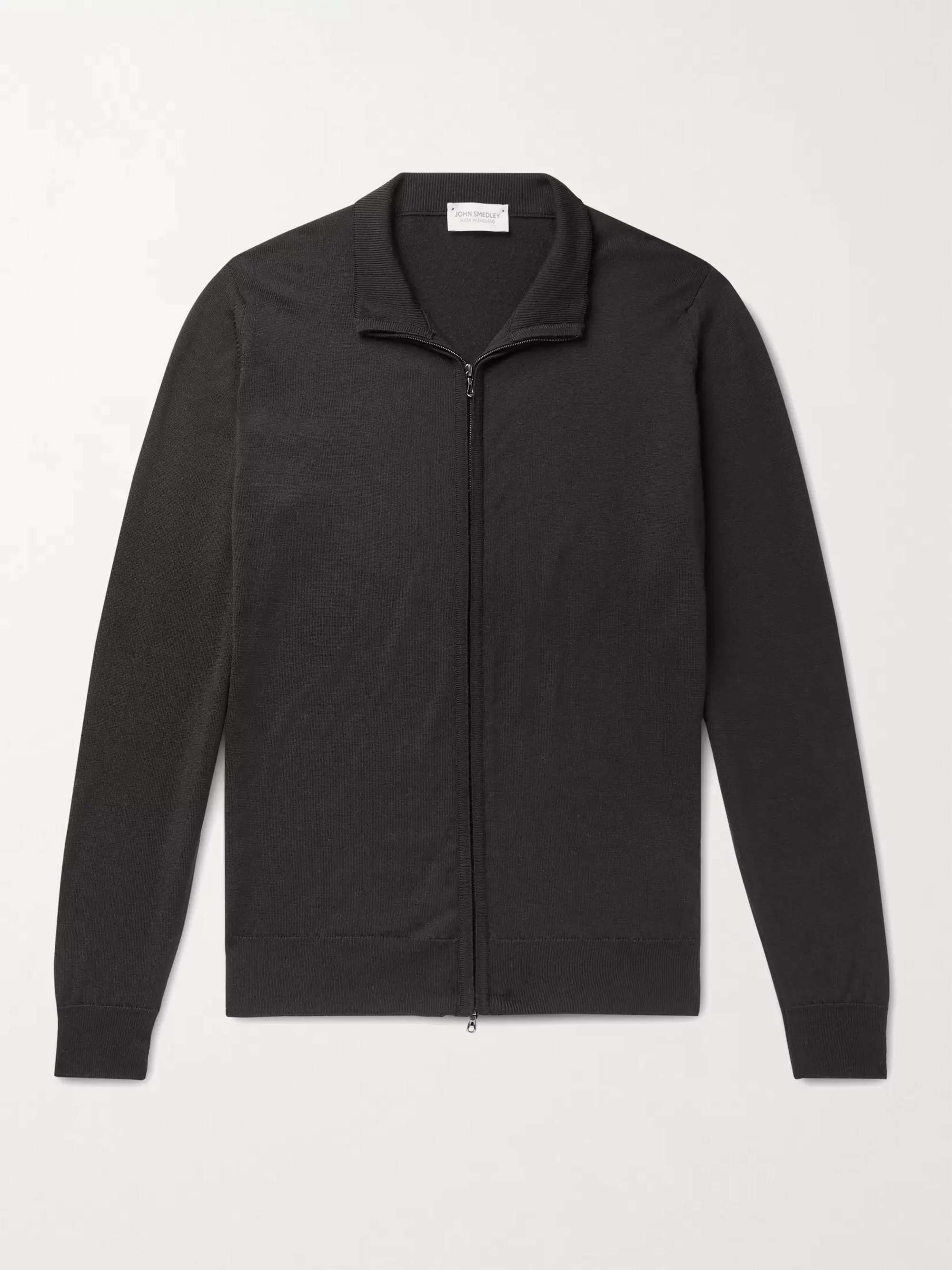 JOHN SMEDLEY Claygate Merino Wool Zip-Up Cardigan
