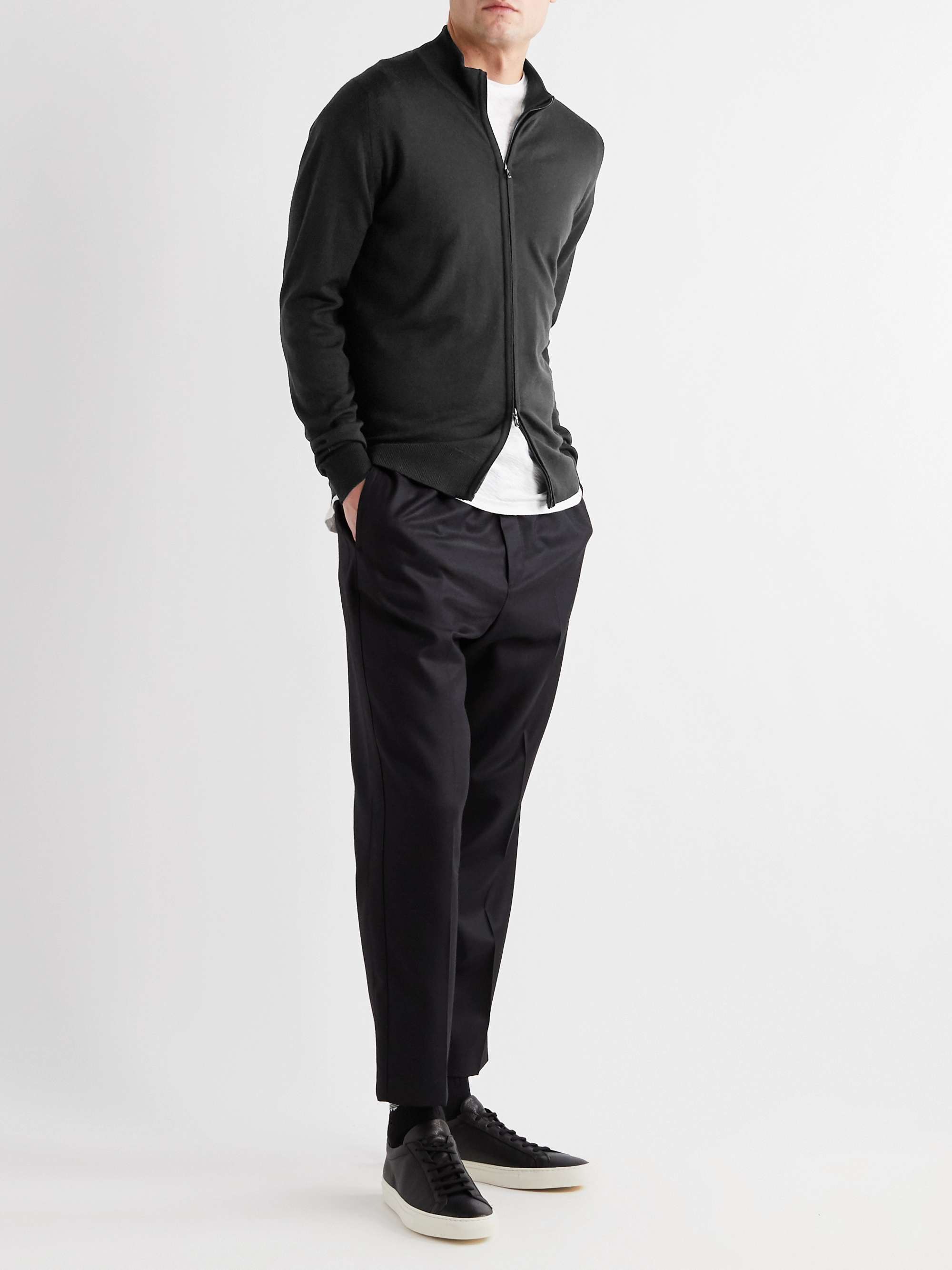 JOHN SMEDLEY Claygate Merino Wool Zip-Up Cardigan