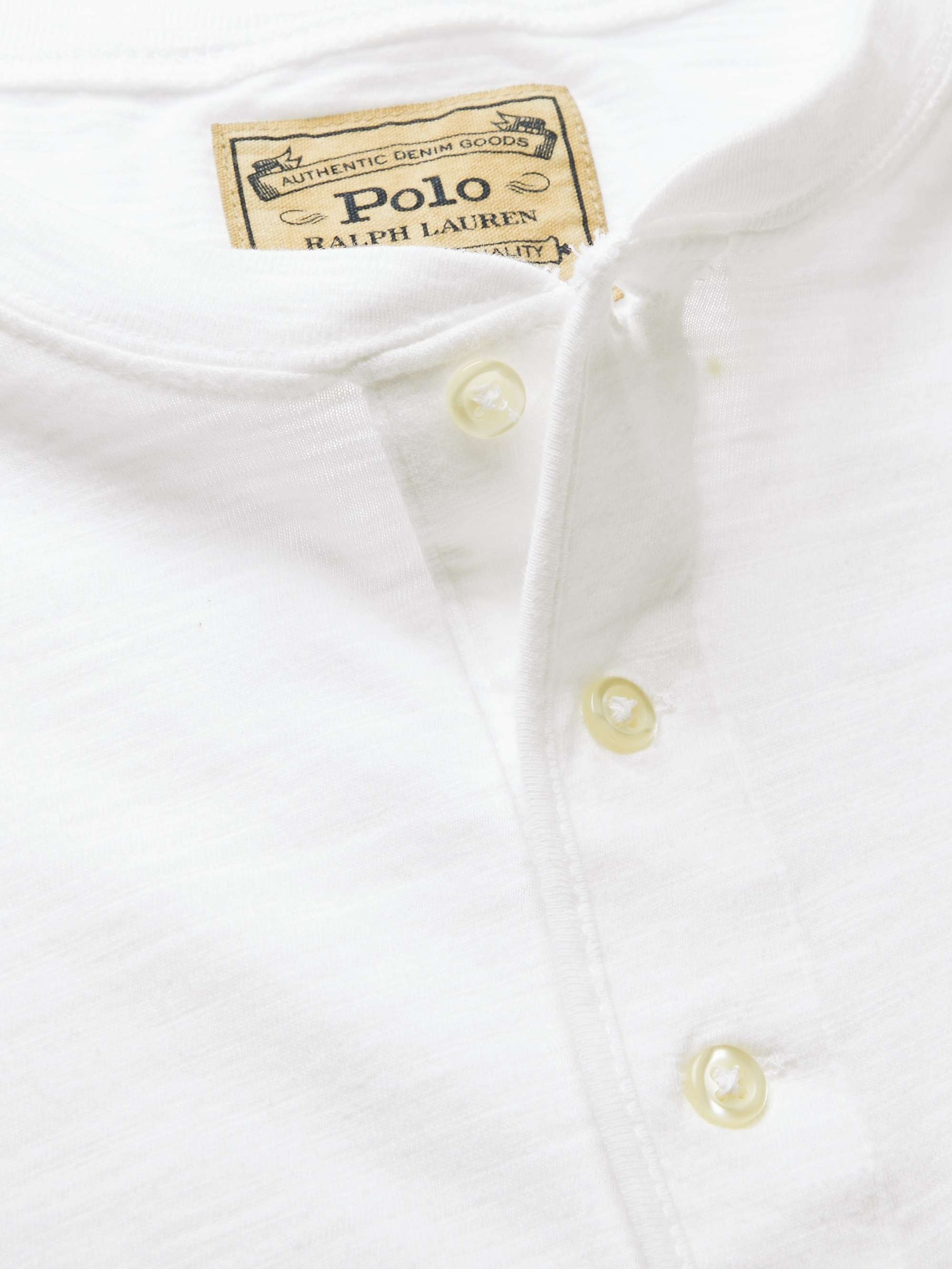 POLO RALPH LAUREN Logo-Embroidered Slub Cotton-Jersey Henley T-Shirt