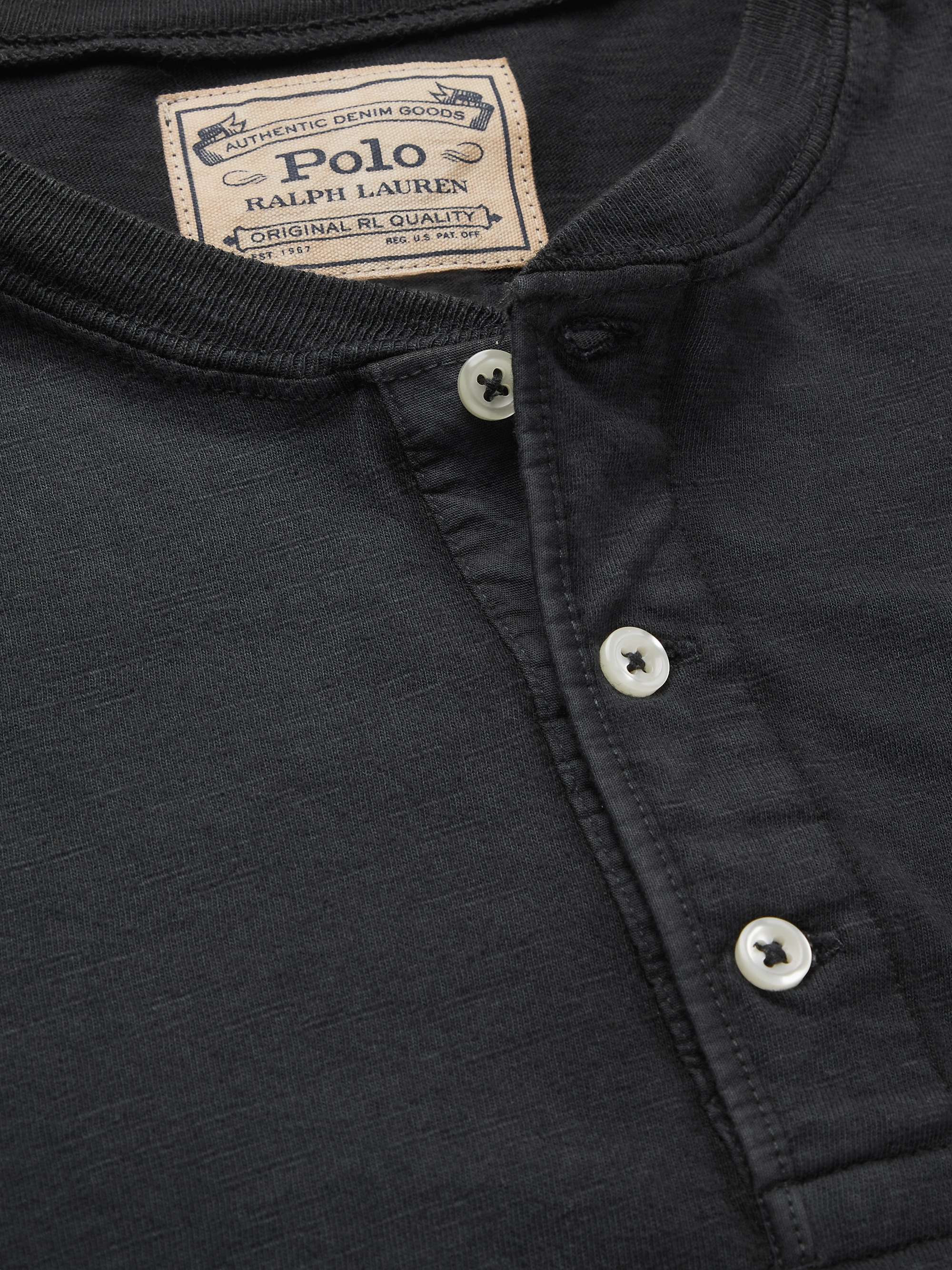 POLO RALPH LAUREN Logo-Embroidered Slub Cotton-Jersey Henley T-Shirt