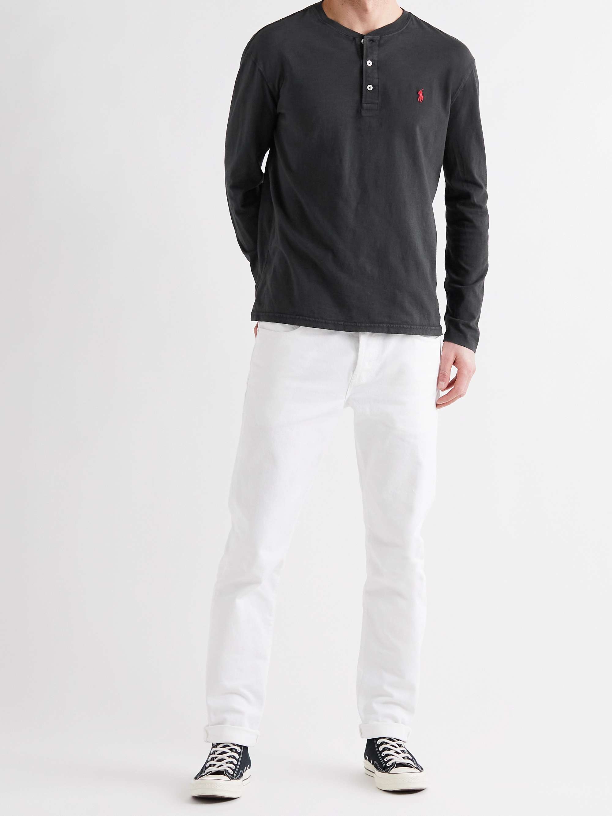 POLO RALPH LAUREN Logo-Embroidered Slub Cotton-Jersey Henley T-Shirt