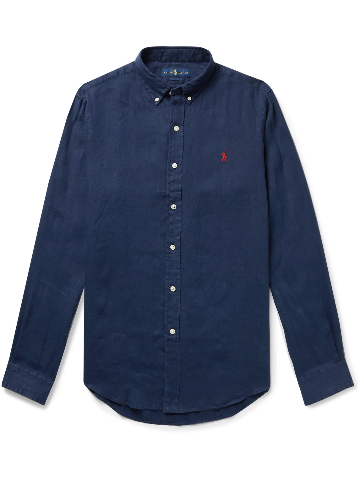 Polo Ralph Lauren Slim-fit Button-down Collar Linen Shirt In Blue